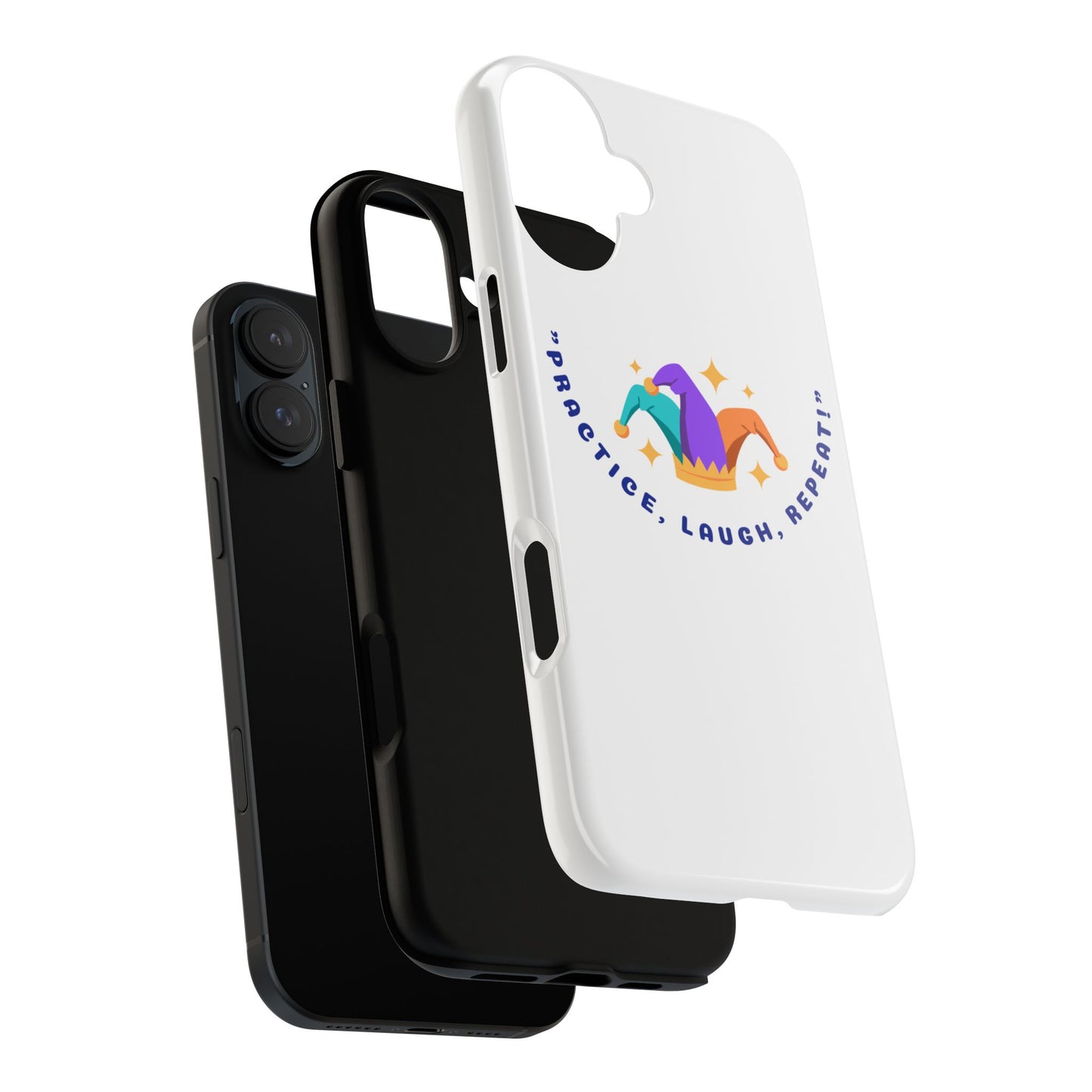 Colorful Joker Phone Case - 'Practice, Laugh, Repeat!'