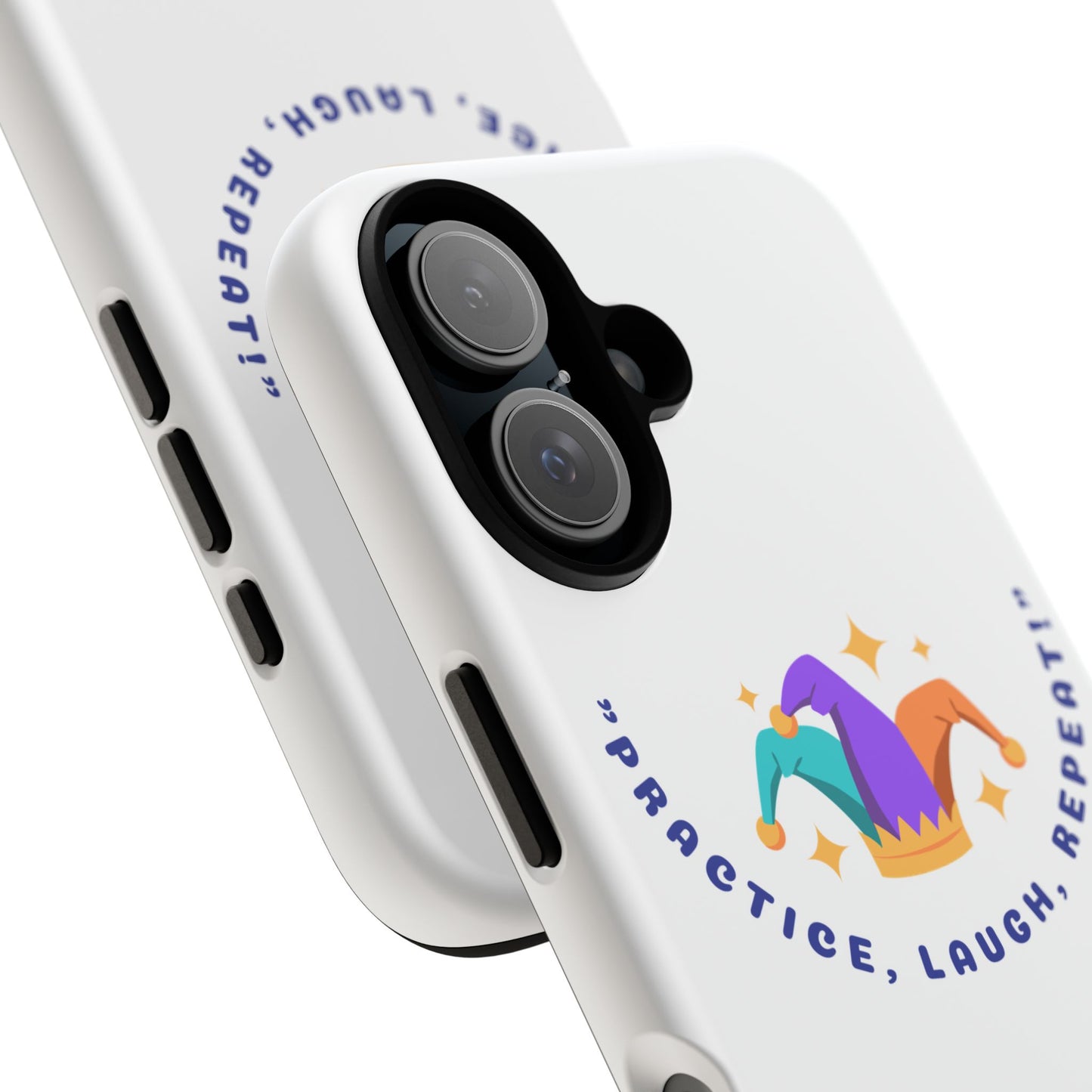 Colorful Joker Phone Case - 'Practice, Laugh, Repeat!'