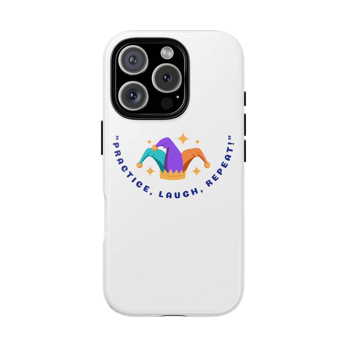 Colorful Joker Phone Case - 'Practice, Laugh, Repeat!'