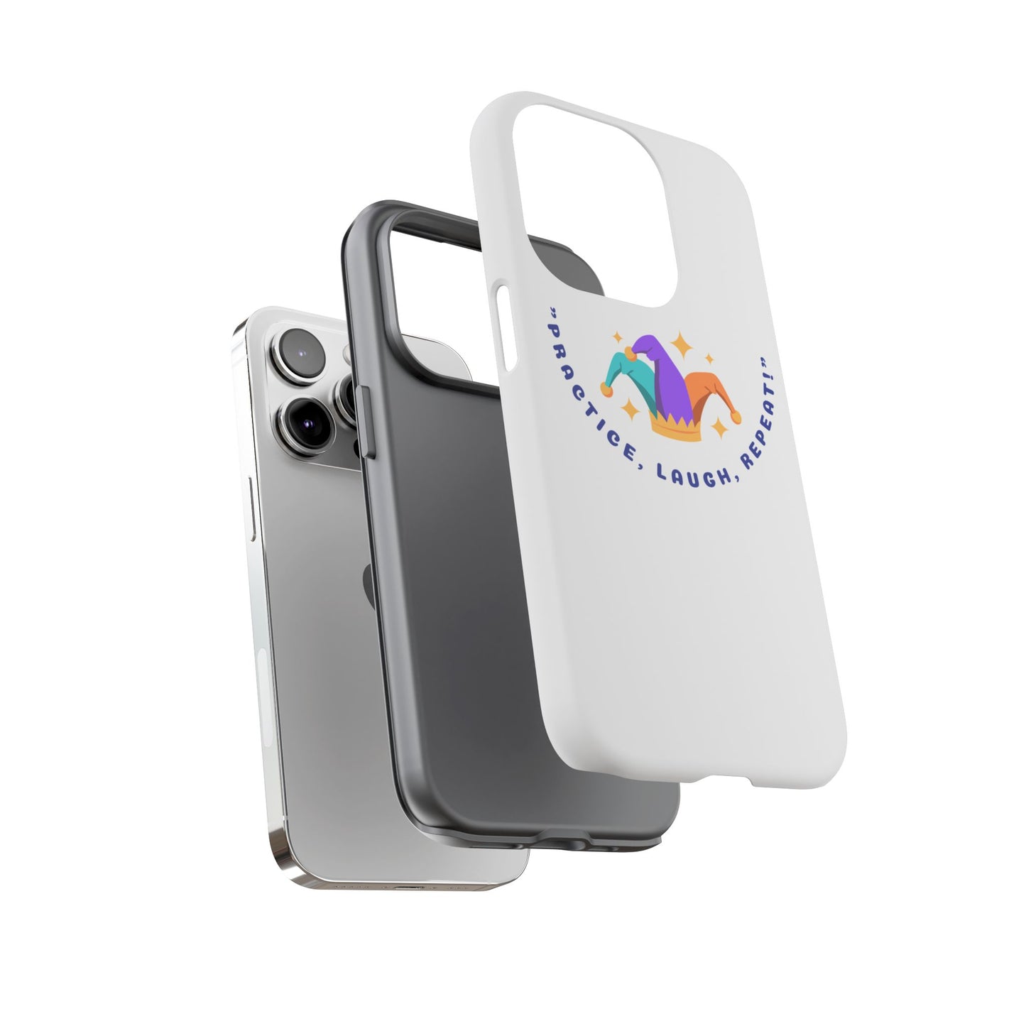 Colorful Joker Phone Case - 'Practice, Laugh, Repeat!'