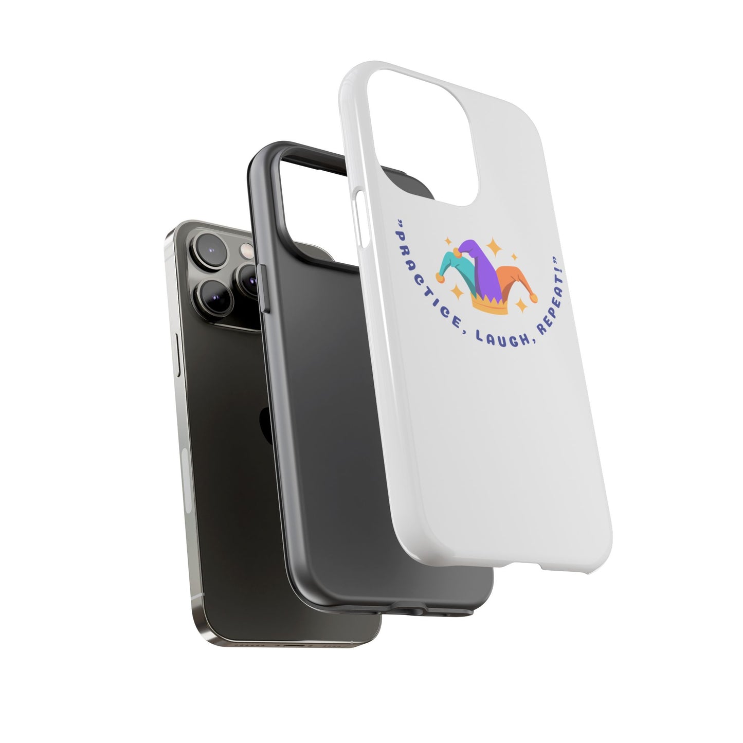Colorful Joker Phone Case - 'Practice, Laugh, Repeat!'