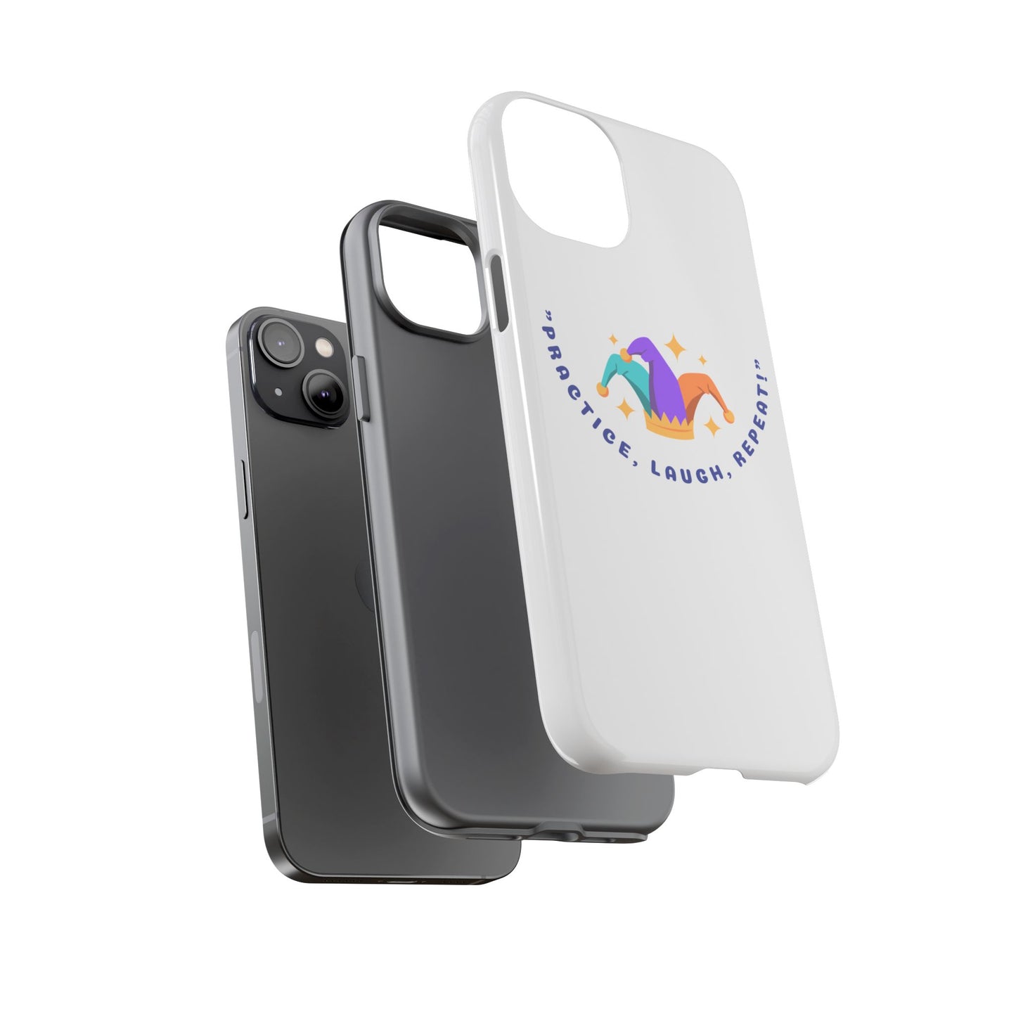 Colorful Joker Phone Case - 'Practice, Laugh, Repeat!'