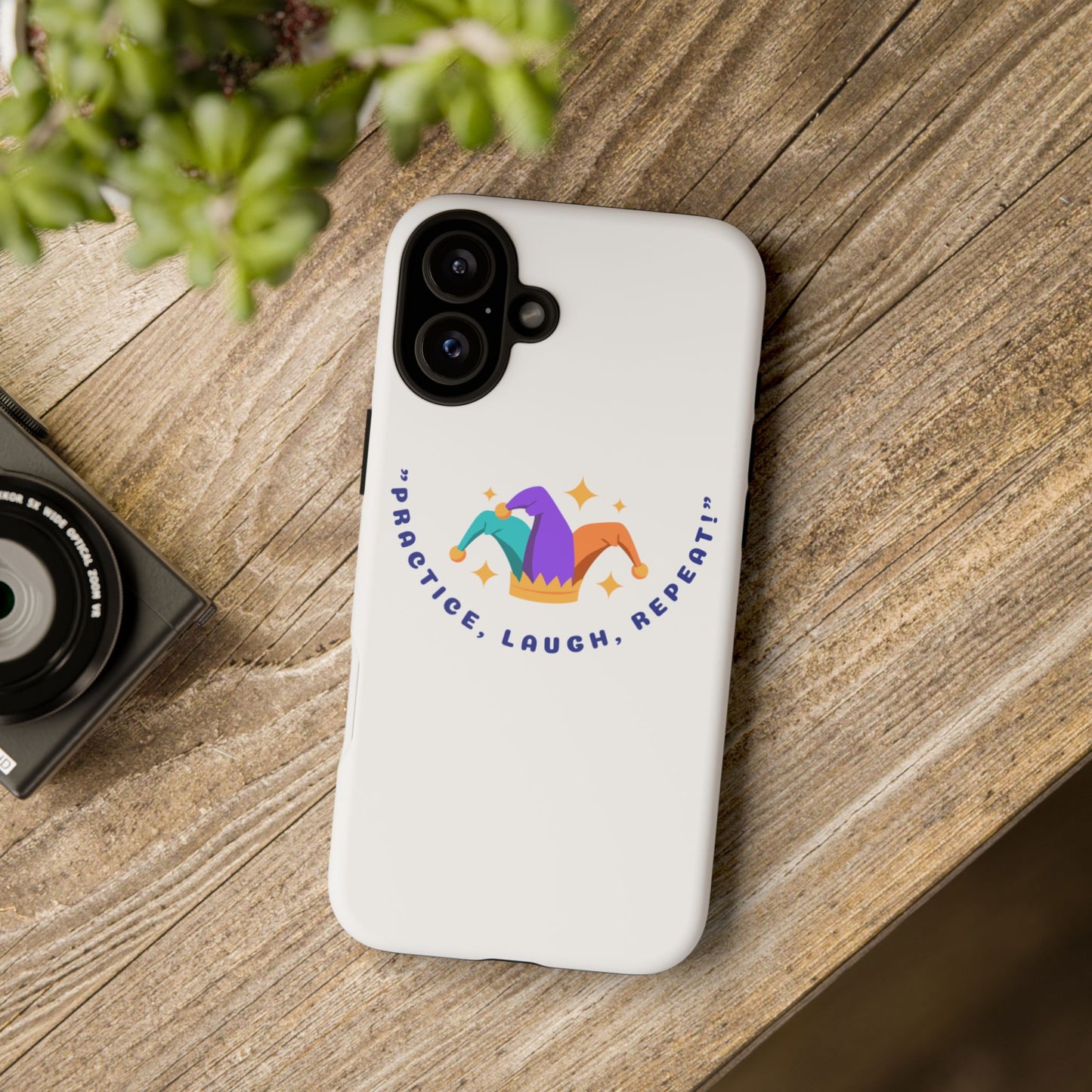 Colorful Joker Phone Case - 'Practice, Laugh, Repeat!'