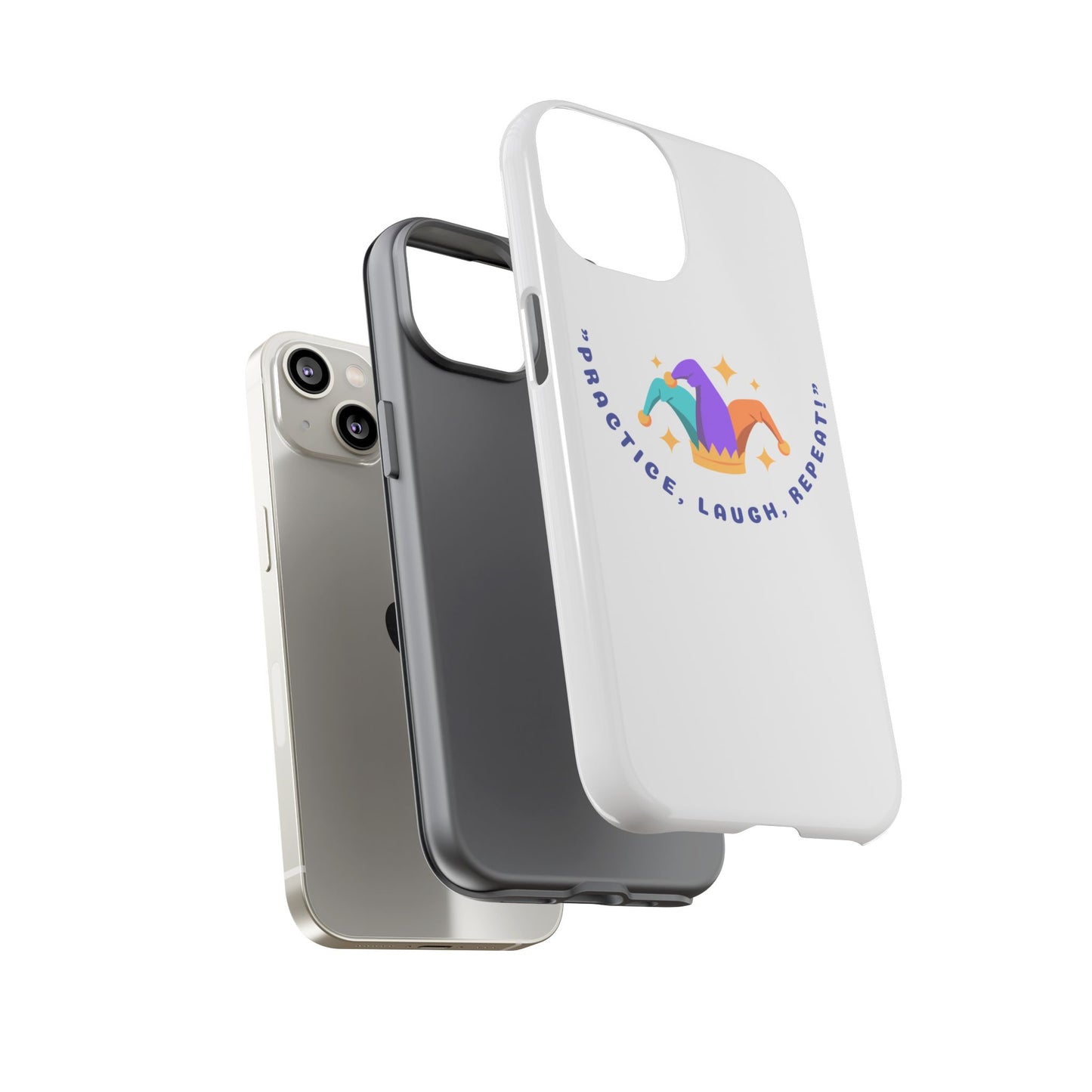 Colorful Joker Phone Case - 'Practice, Laugh, Repeat!'