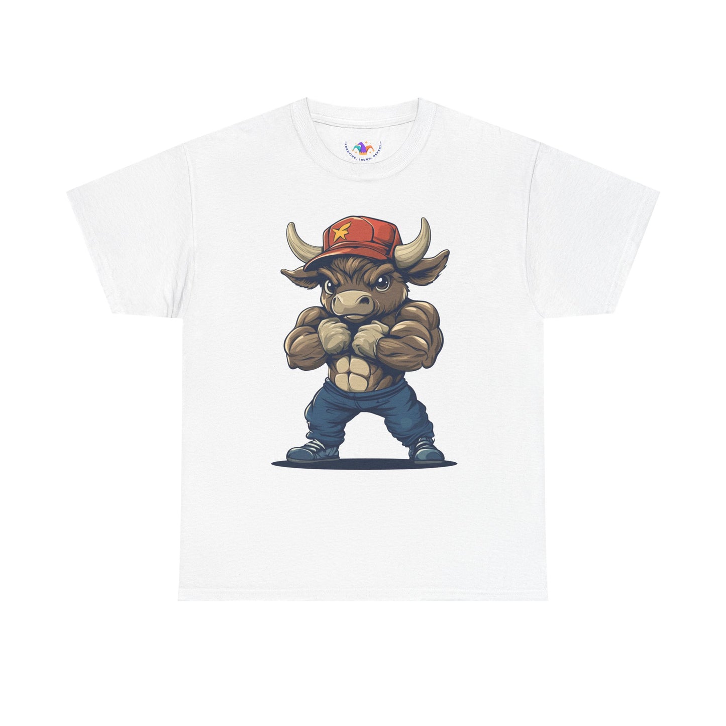 Playful Muscle Bull Unisex Heavy Cotton Tee - 'Practice, Laugh, Repeat'