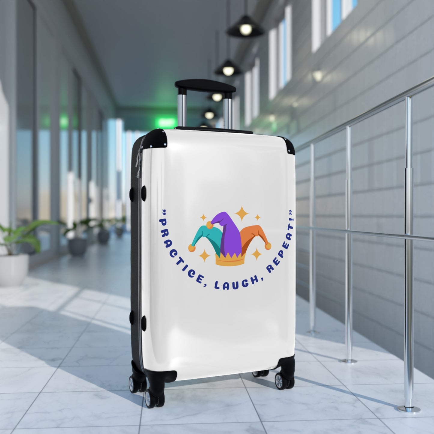 Playful Travel Suitcase - "Practice, Laugh, Repeat!" Design