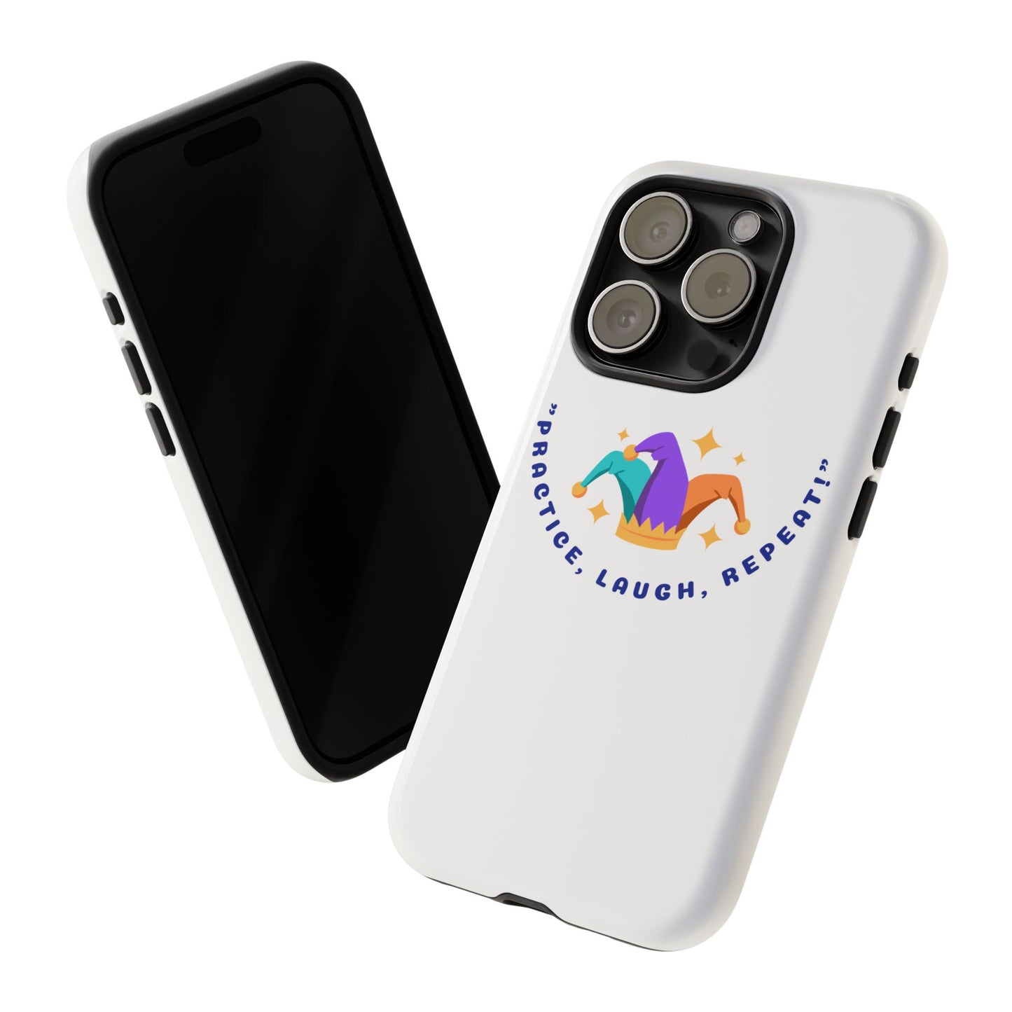 Colorful Joker Phone Case - 'Practice, Laugh, Repeat!'