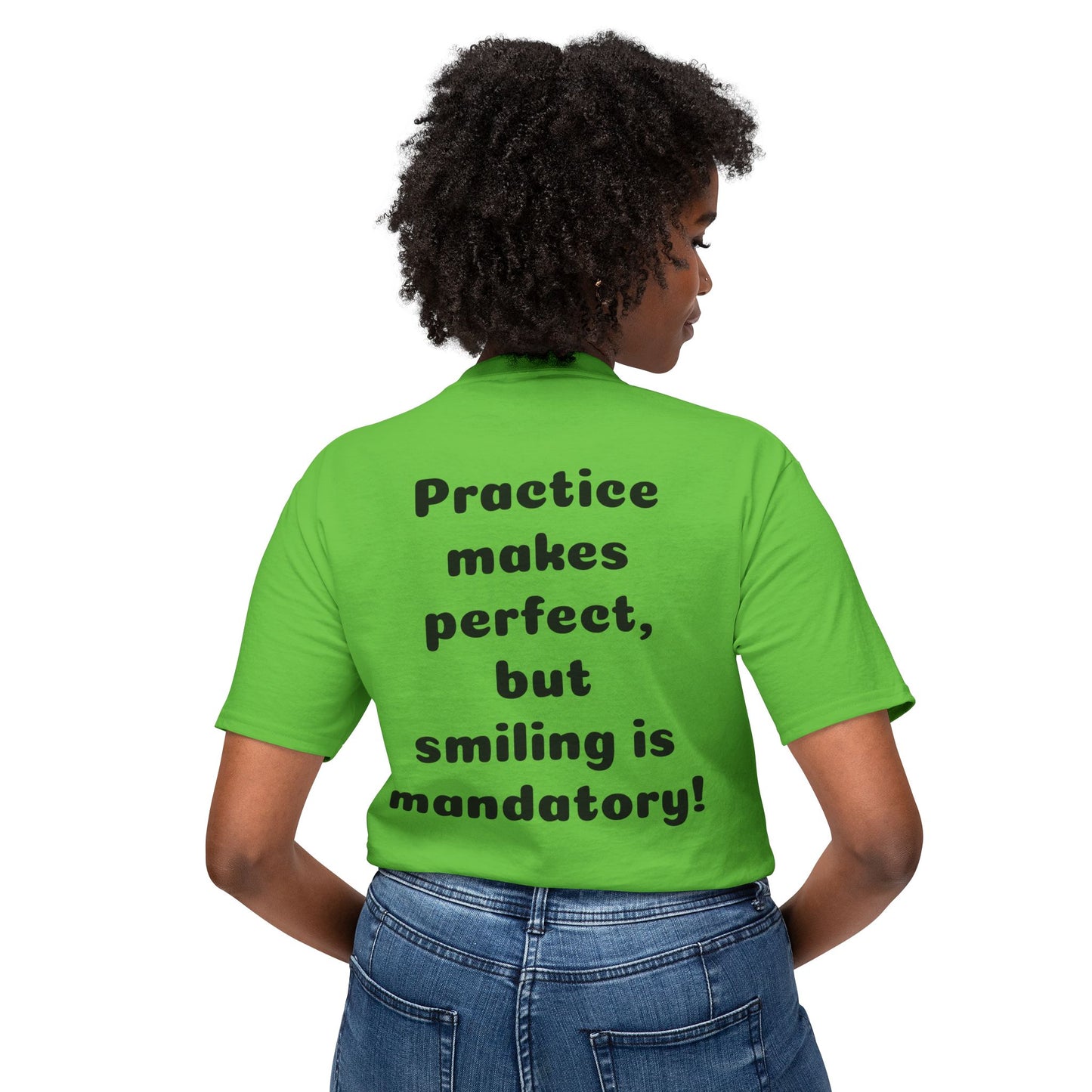 Unisex Motivational T-Shirt - "Smile! Repeat! Practice!" -12