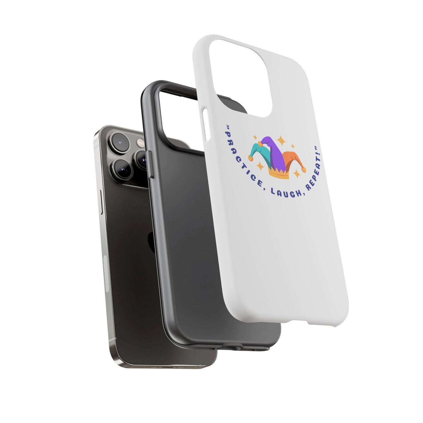Colorful Joker Phone Case - 'Practice, Laugh, Repeat!'