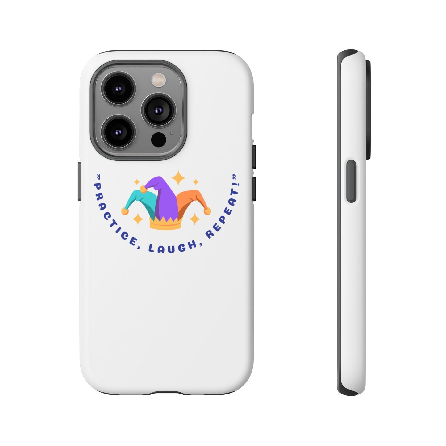 Colorful Joker Phone Case - 'Practice, Laugh, Repeat!'