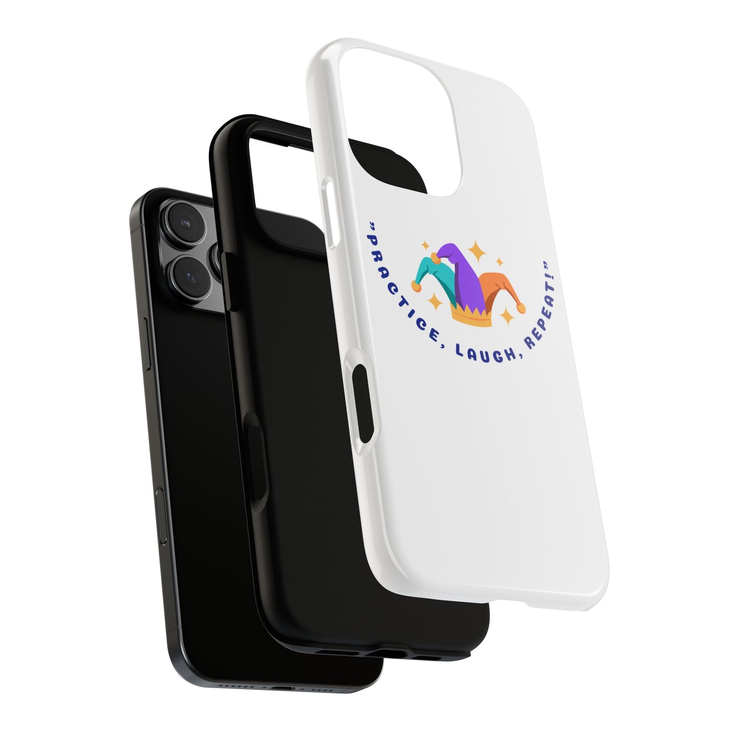 Colorful Joker Phone Case - 'Practice, Laugh, Repeat!'