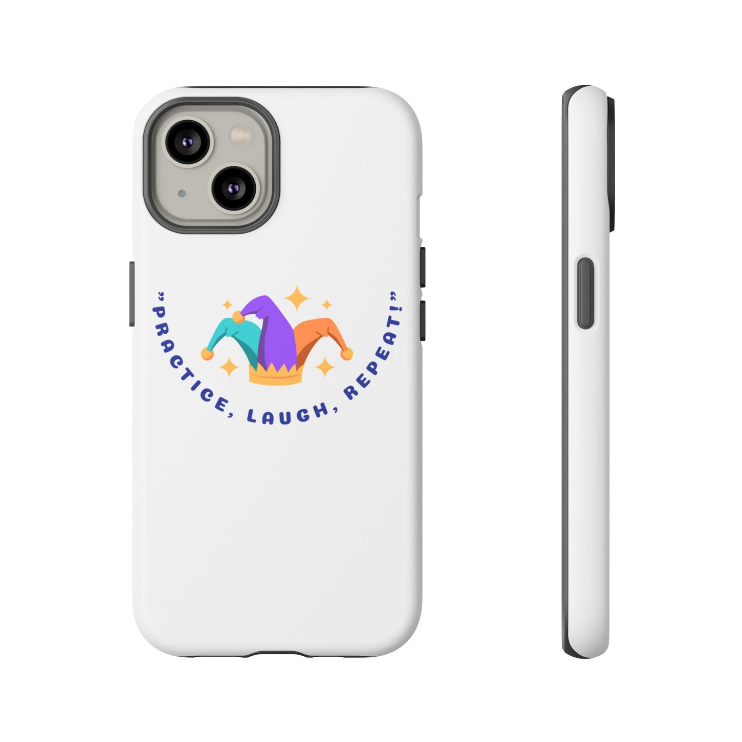 Colorful Joker Phone Case - 'Practice, Laugh, Repeat!'
