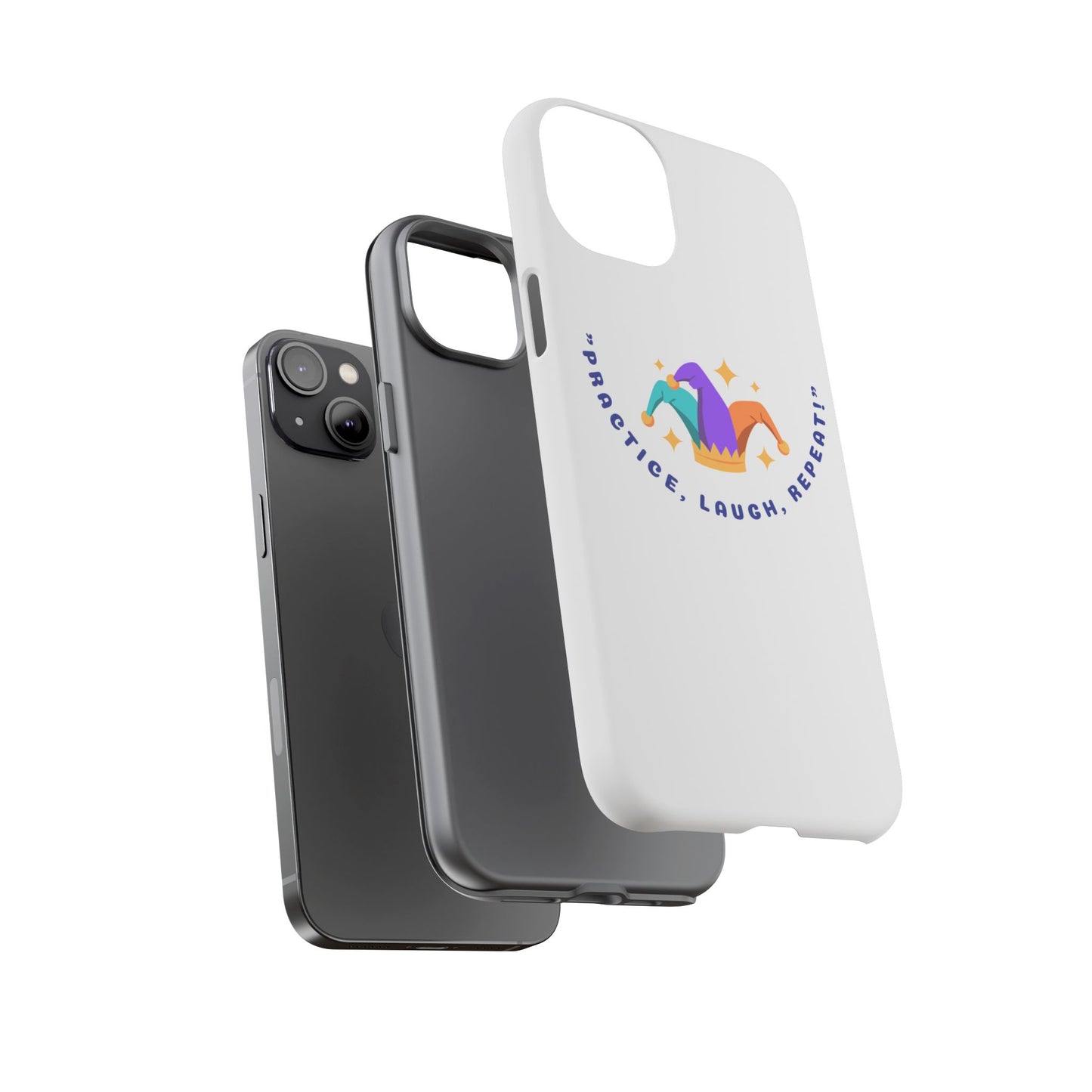 Colorful Joker Phone Case - 'Practice, Laugh, Repeat!'