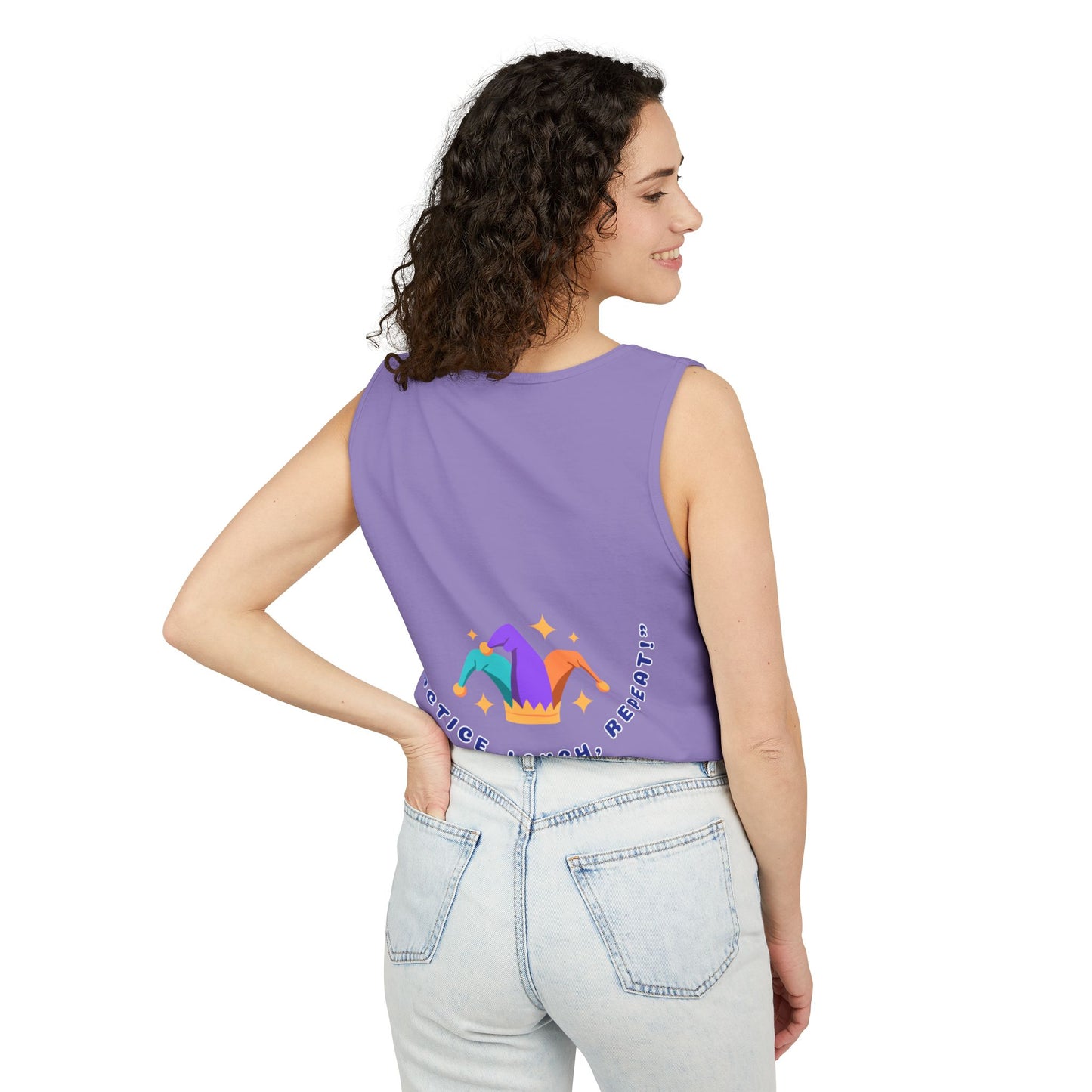 Practice Laugh Repeat Tank Top - Unisex Garment-Dyed Summer Tee
