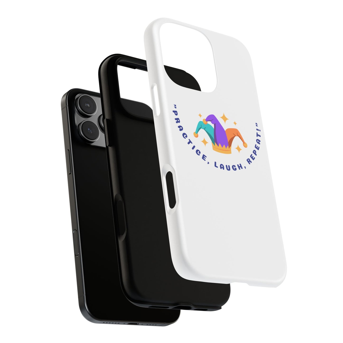 Colorful Joker Phone Case - 'Practice, Laugh, Repeat!'