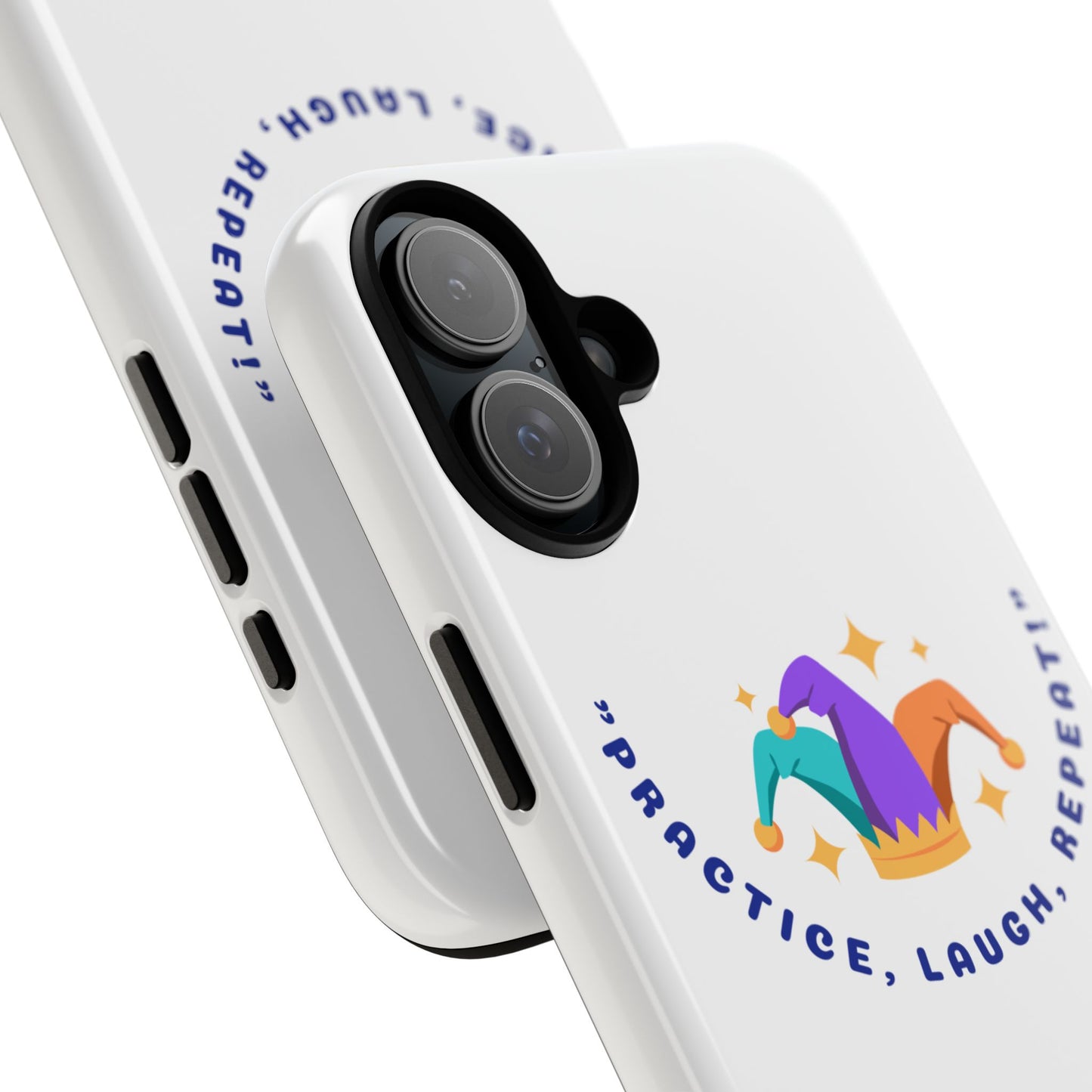 Colorful Joker Phone Case - 'Practice, Laugh, Repeat!'