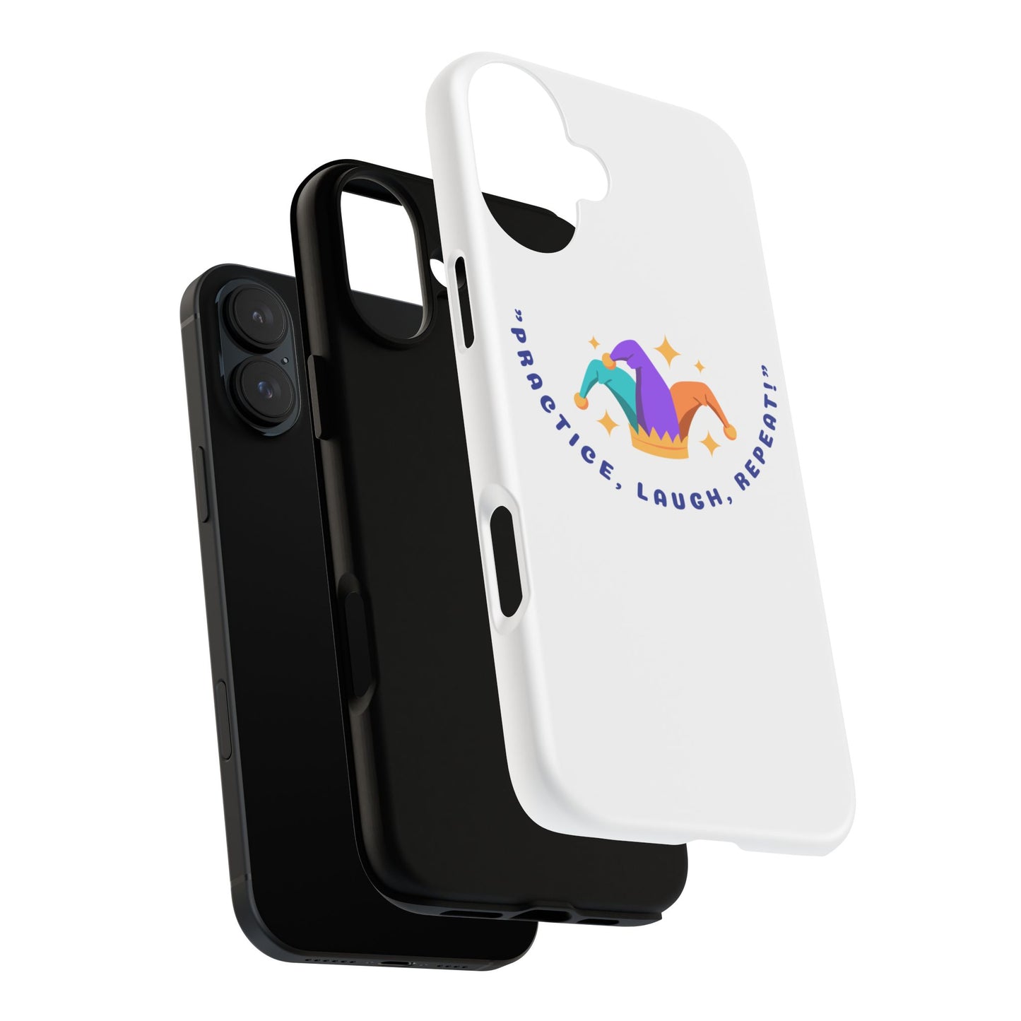 Colorful Joker Phone Case - 'Practice, Laugh, Repeat!'
