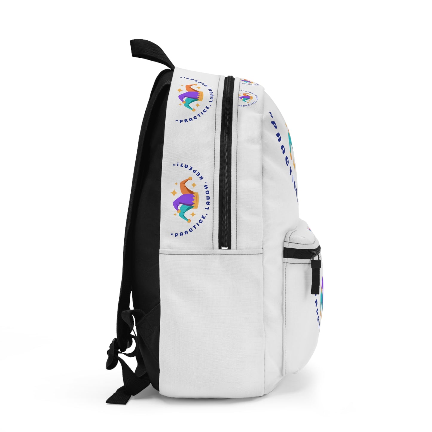Colorful Quote Backpack - "Practice, Laugh, Repeat" - Perfect for School & Play