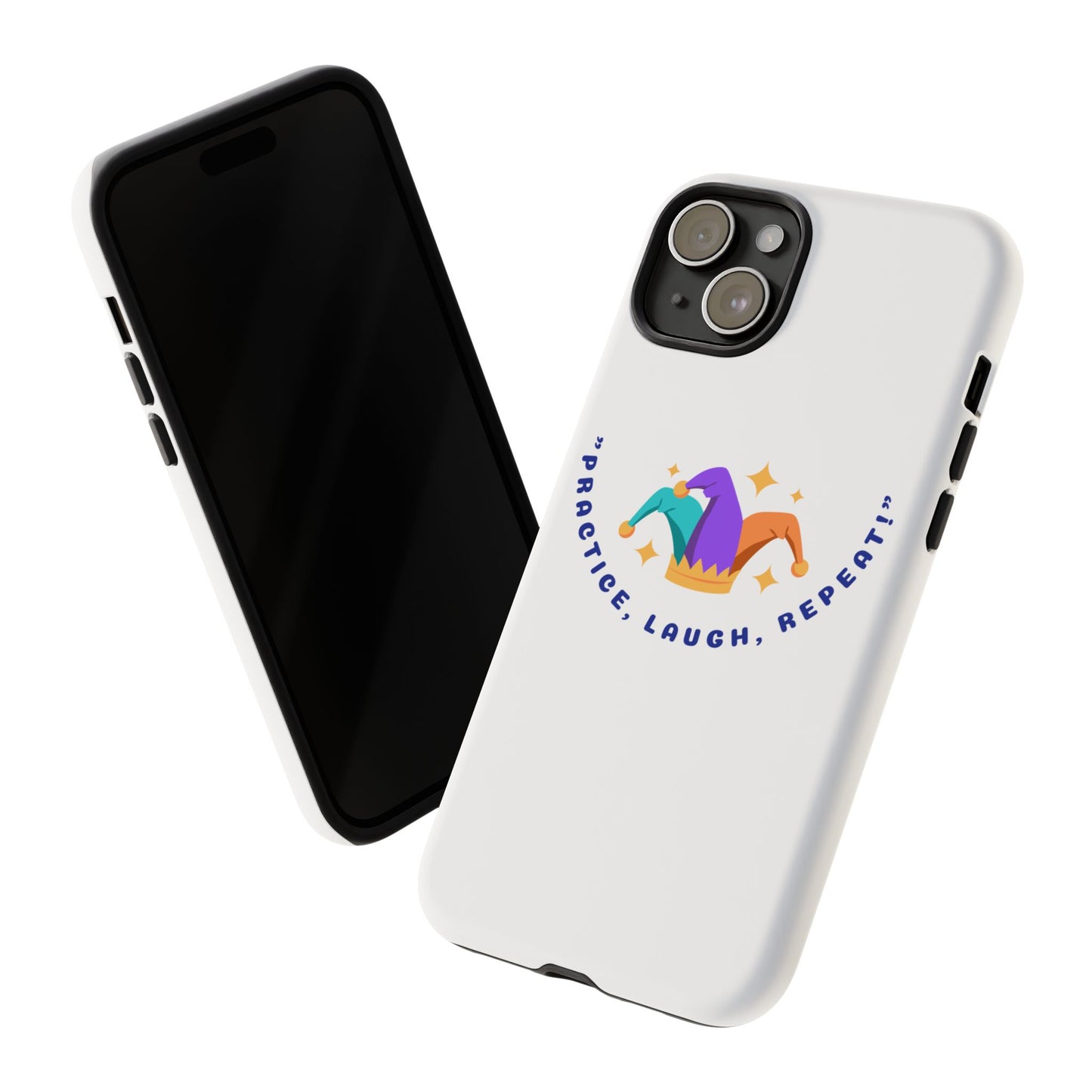 Colorful Joker Phone Case - 'Practice, Laugh, Repeat!'