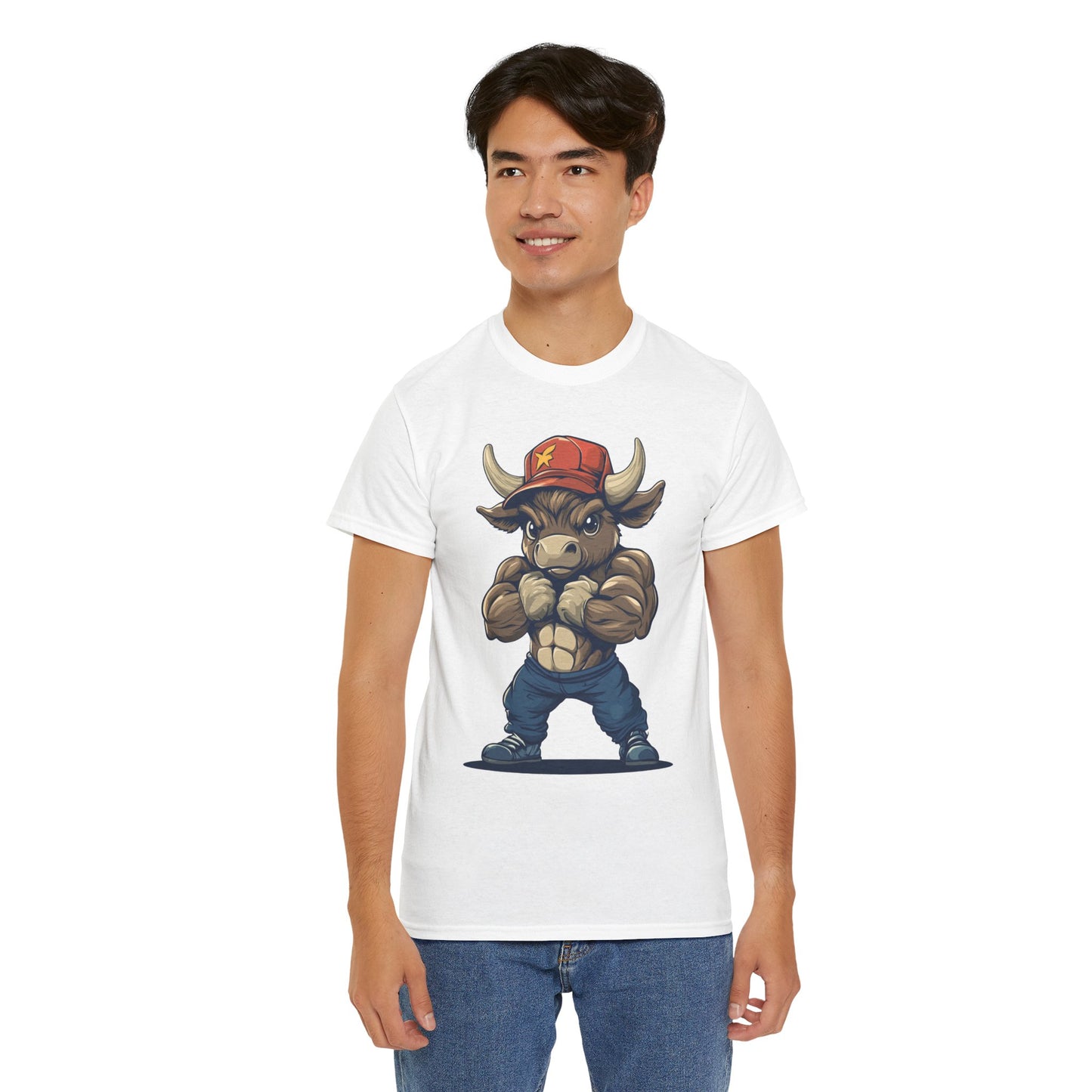 Playful Muscle Bull Unisex Heavy Cotton Tee - 'Practice, Laugh, Repeat'