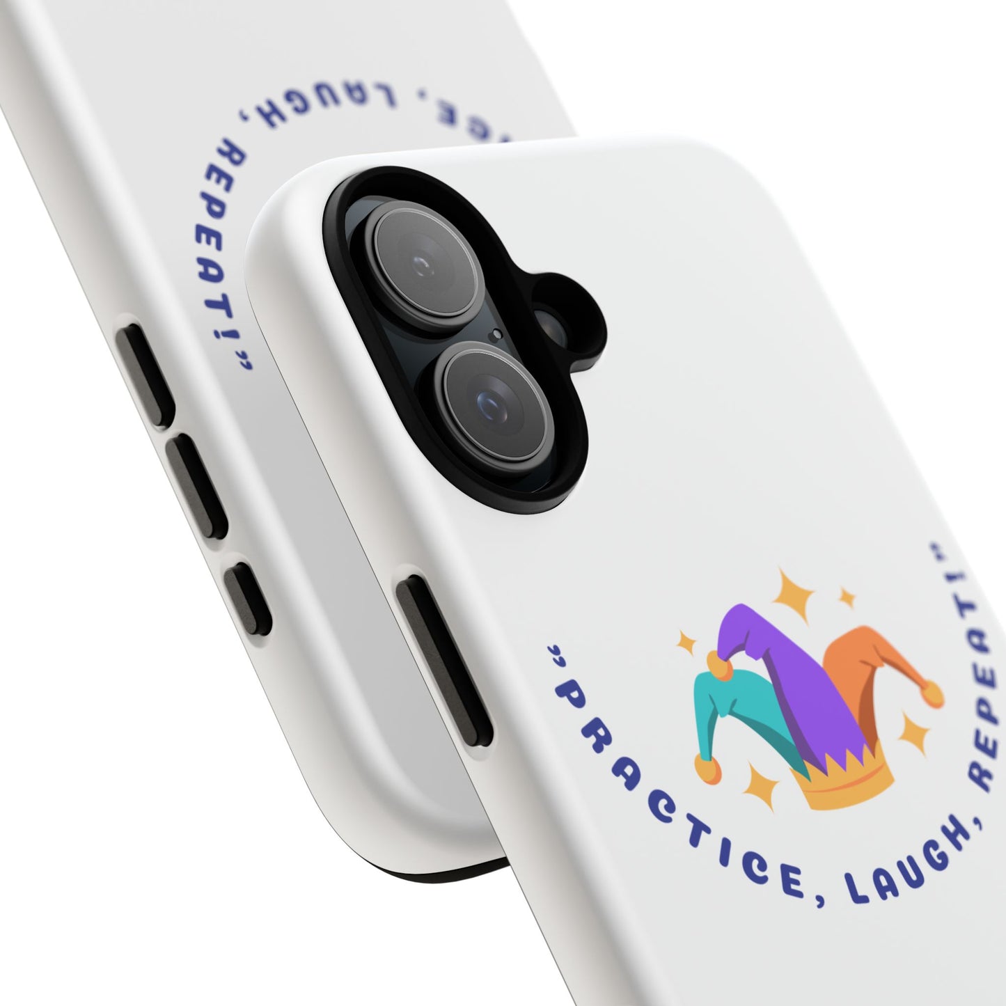 Colorful Joker Phone Case - 'Practice, Laugh, Repeat!'