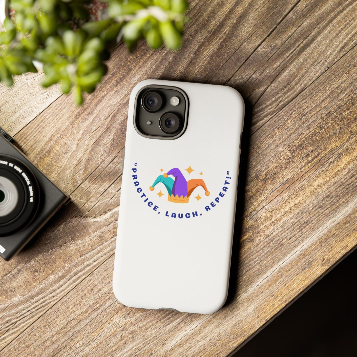 Colorful Joker Phone Case - 'Practice, Laugh, Repeat!'