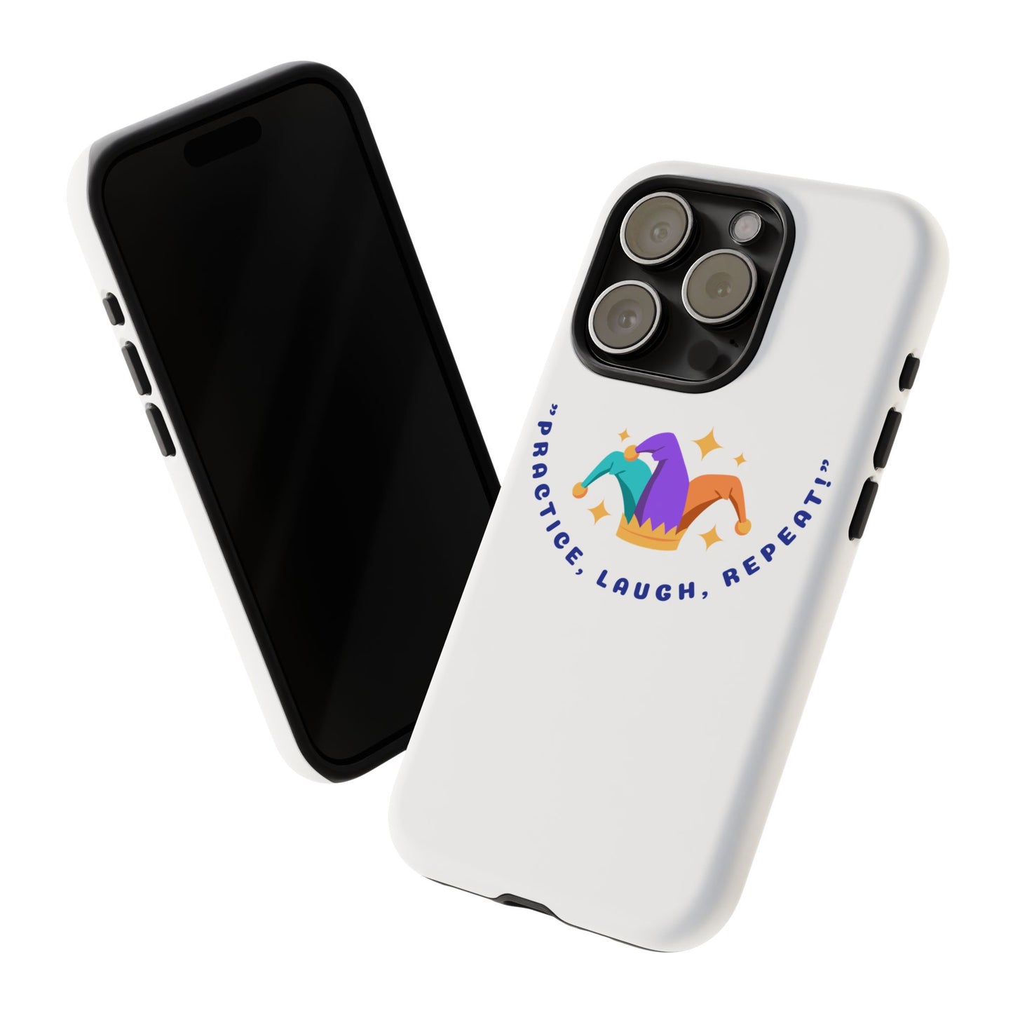 Colorful Joker Phone Case - 'Practice, Laugh, Repeat!'