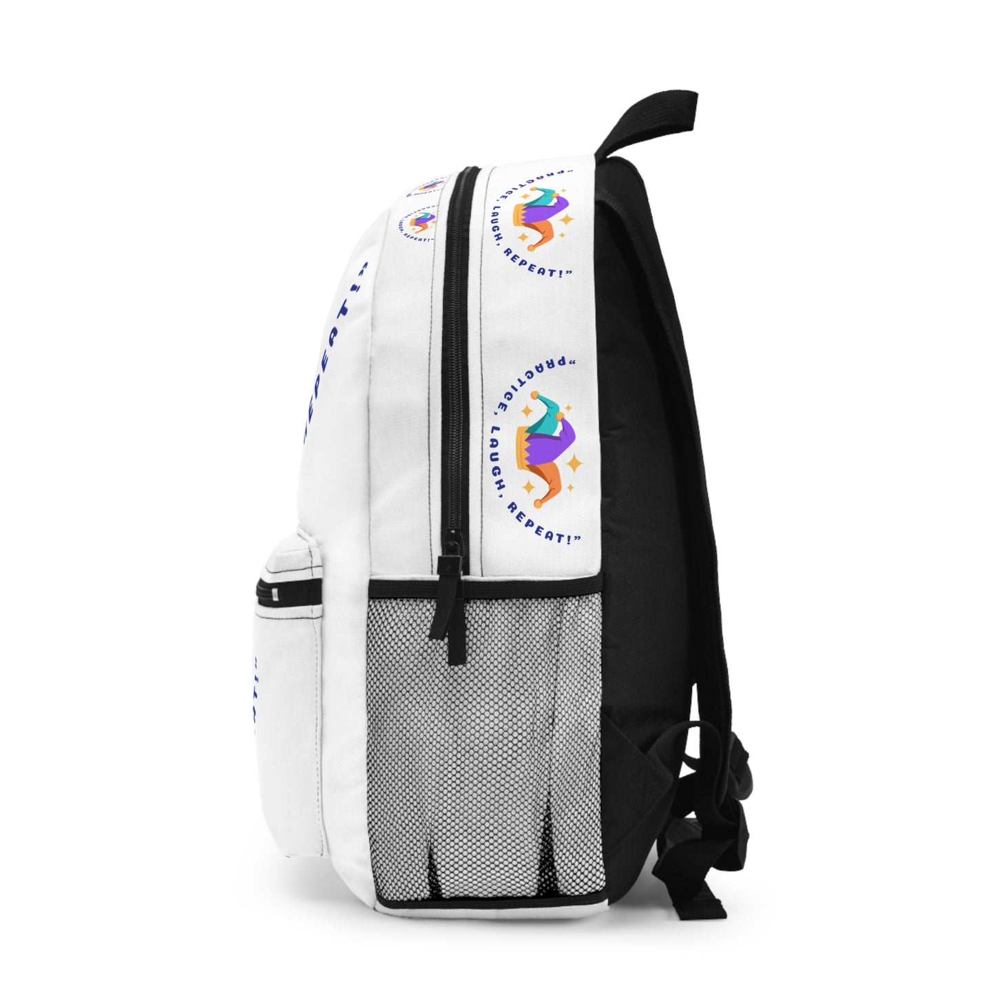 Colorful Quote Backpack - "Practice, Laugh, Repeat" - Perfect for School & Play
