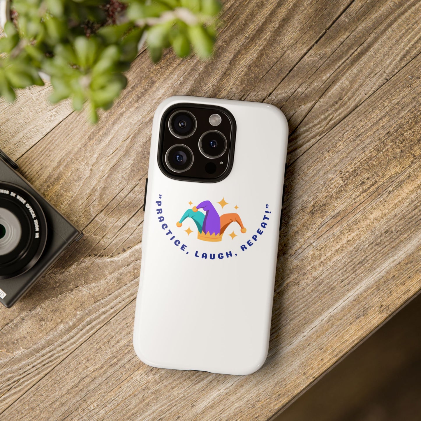 Colorful Joker Phone Case - 'Practice, Laugh, Repeat!'