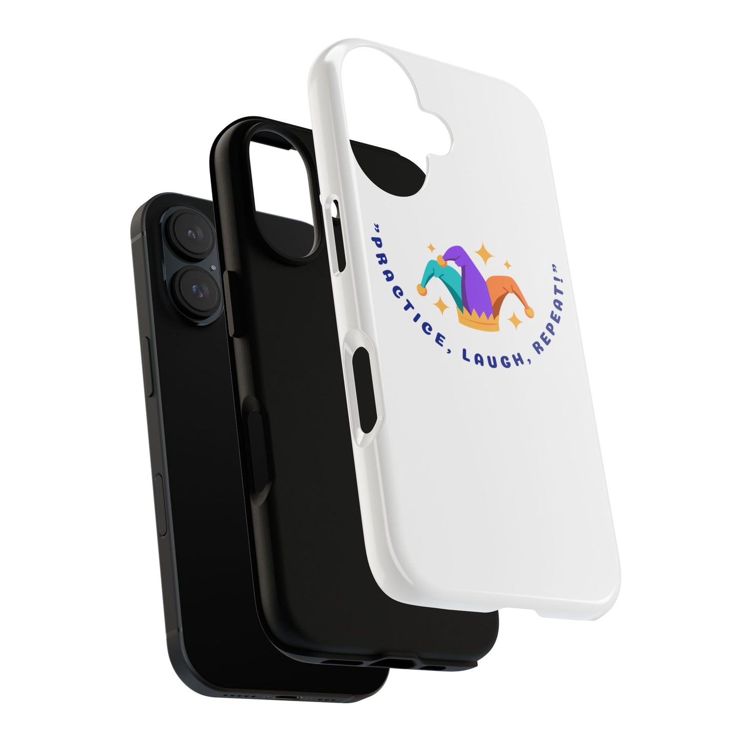 Colorful Joker Phone Case - 'Practice, Laugh, Repeat!'