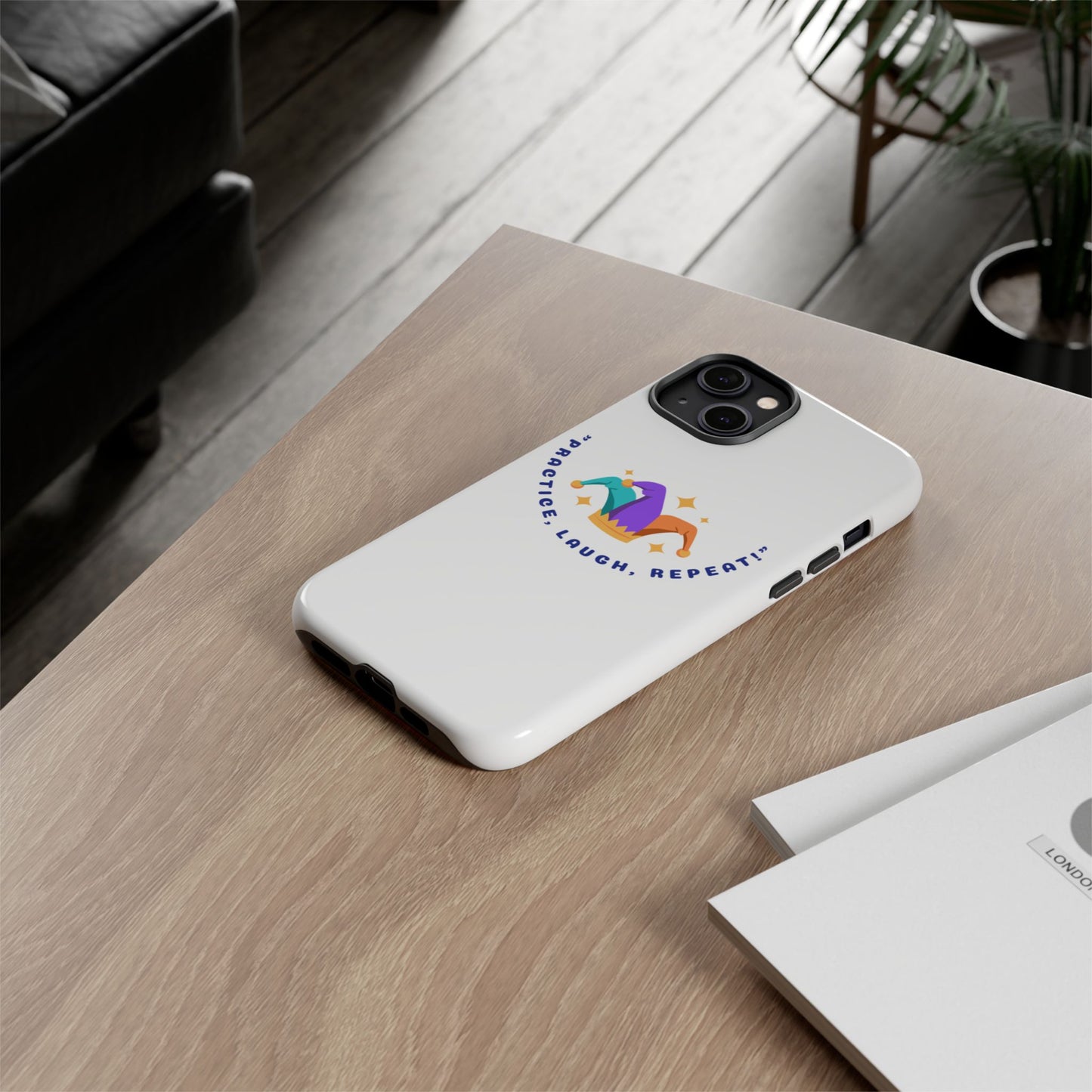 Colorful Joker Phone Case - 'Practice, Laugh, Repeat!'