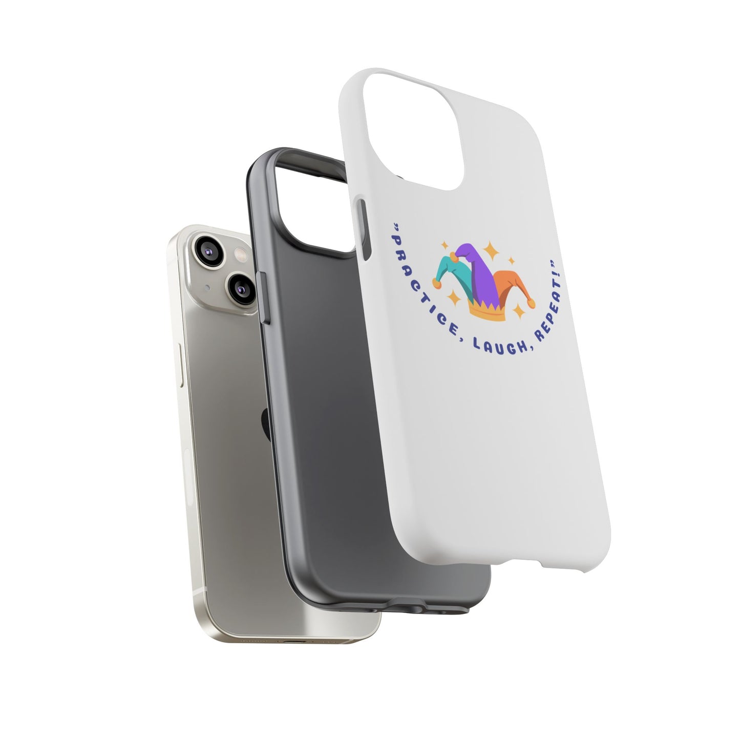 Colorful Joker Phone Case - 'Practice, Laugh, Repeat!'