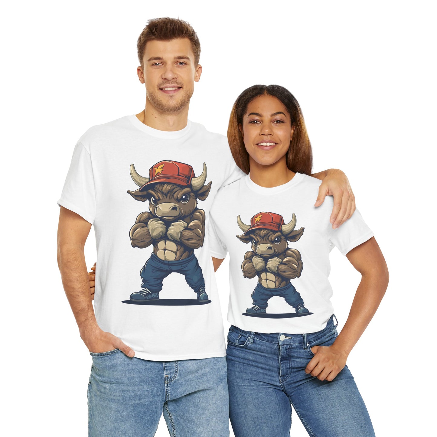 Playful Muscle Bull Unisex Heavy Cotton Tee - 'Practice, Laugh, Repeat'