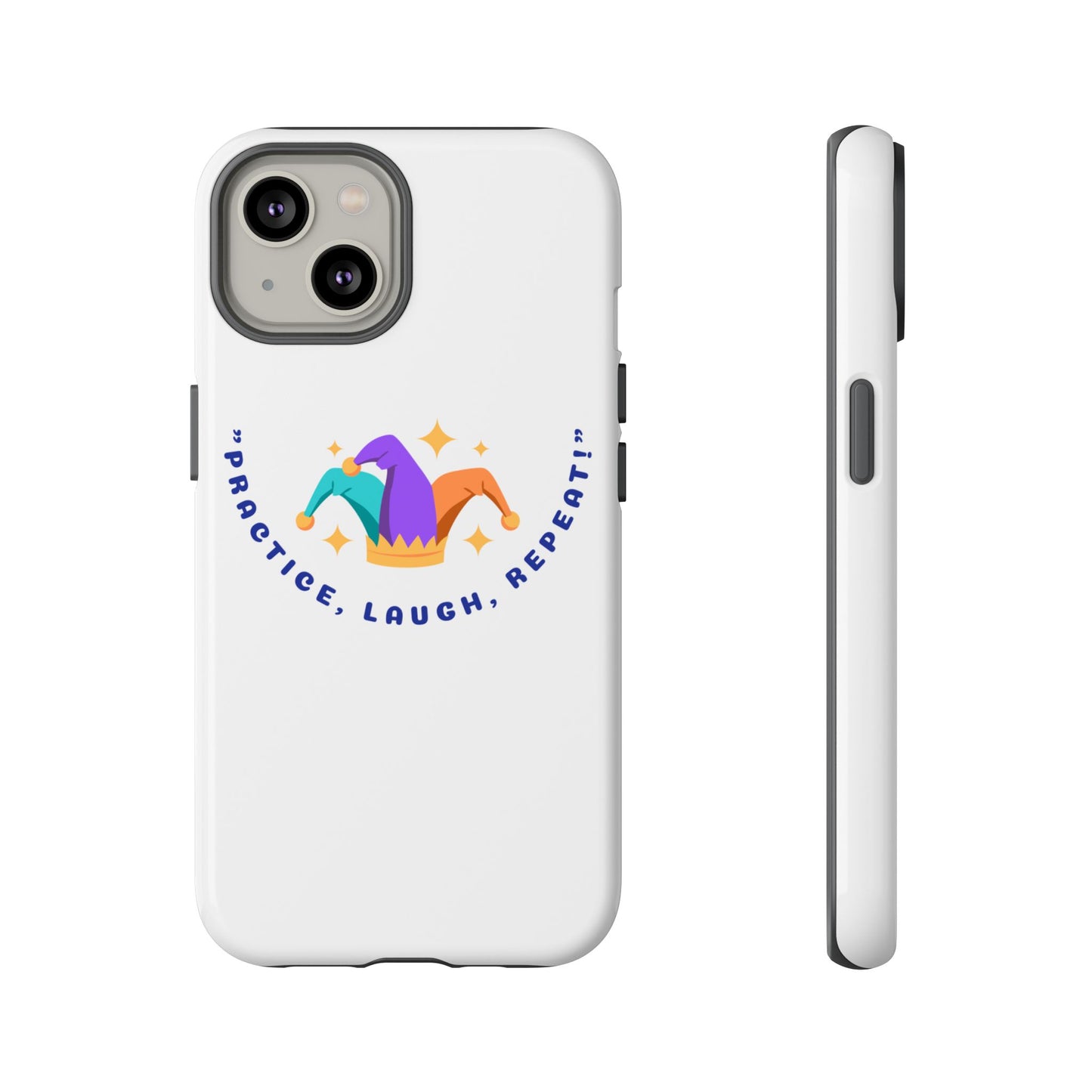 Colorful Joker Phone Case - 'Practice, Laugh, Repeat!'