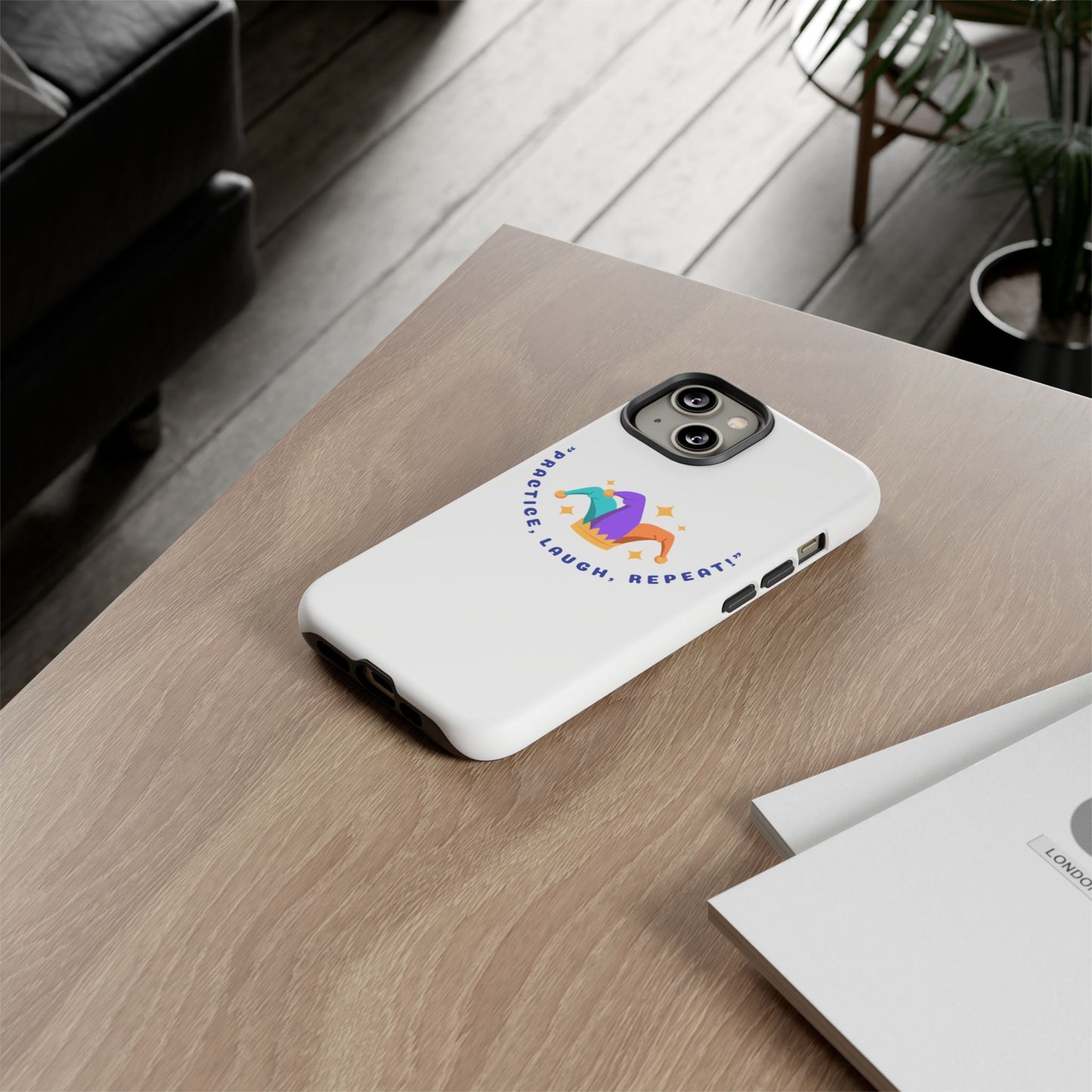 Colorful Joker Phone Case - 'Practice, Laugh, Repeat!'