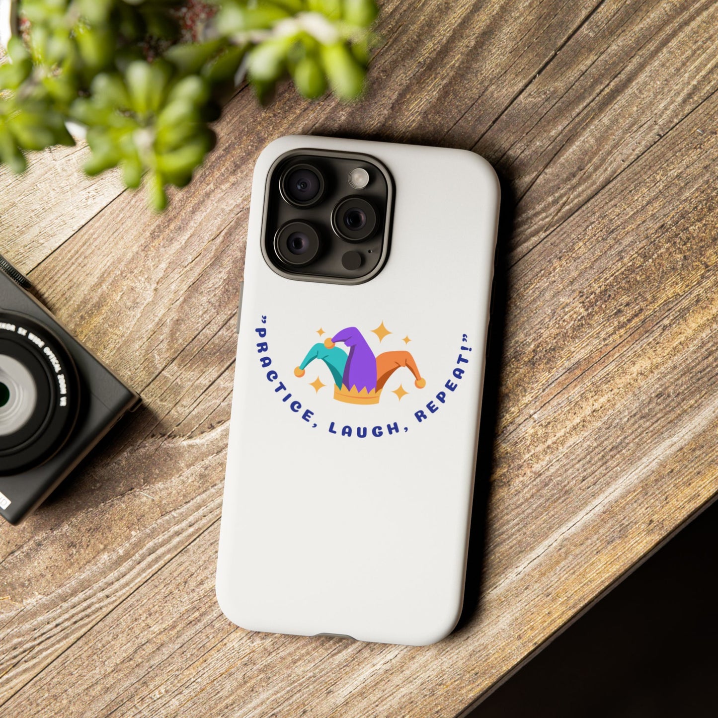 Colorful Joker Phone Case - 'Practice, Laugh, Repeat!'