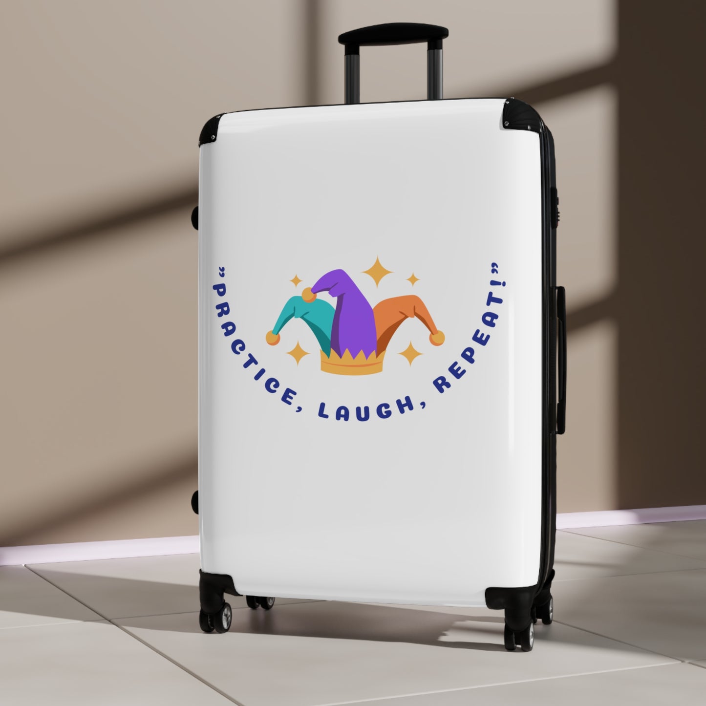 Playful Travel Suitcase - "Practice, Laugh, Repeat!" Design