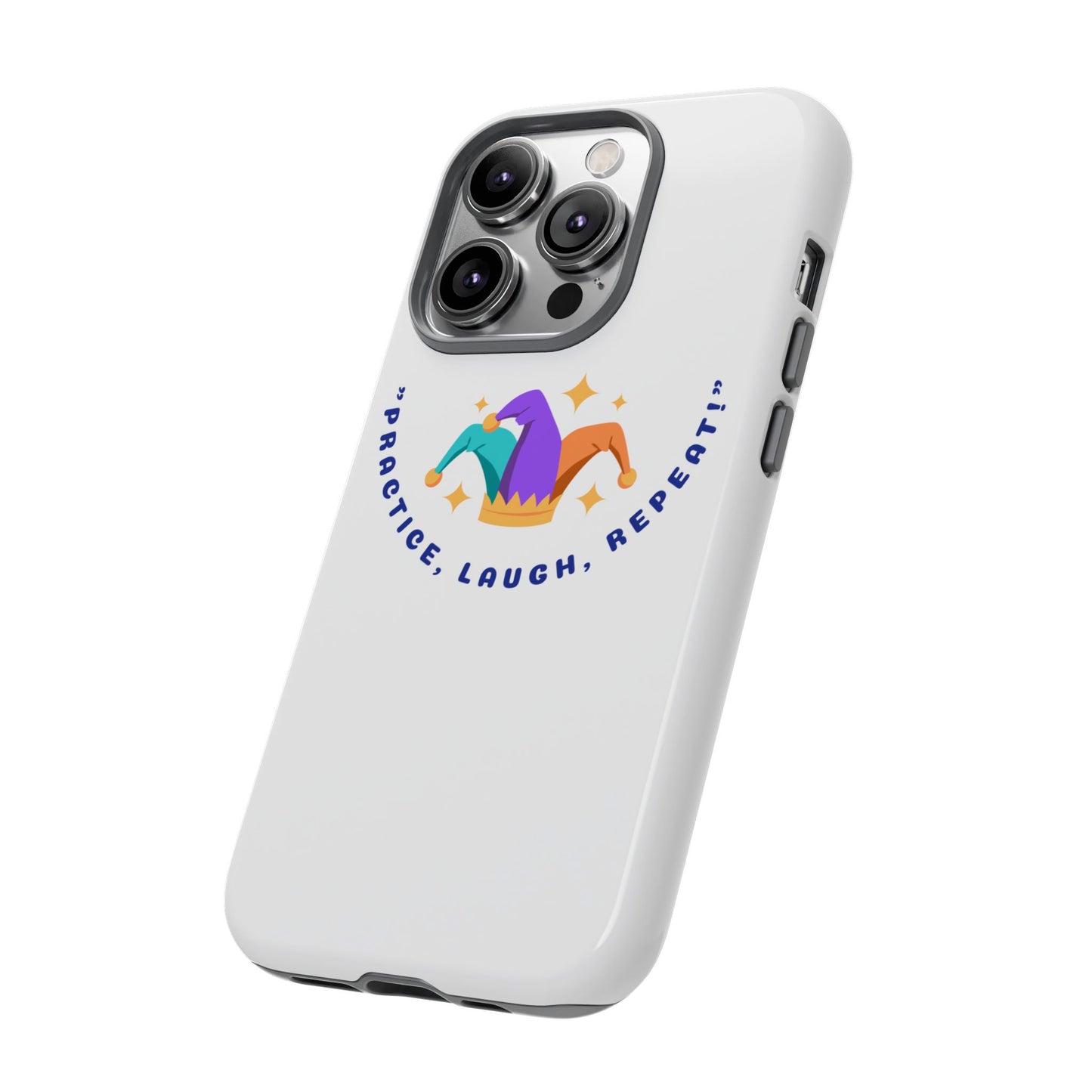Colorful Joker Phone Case - 'Practice, Laugh, Repeat!'