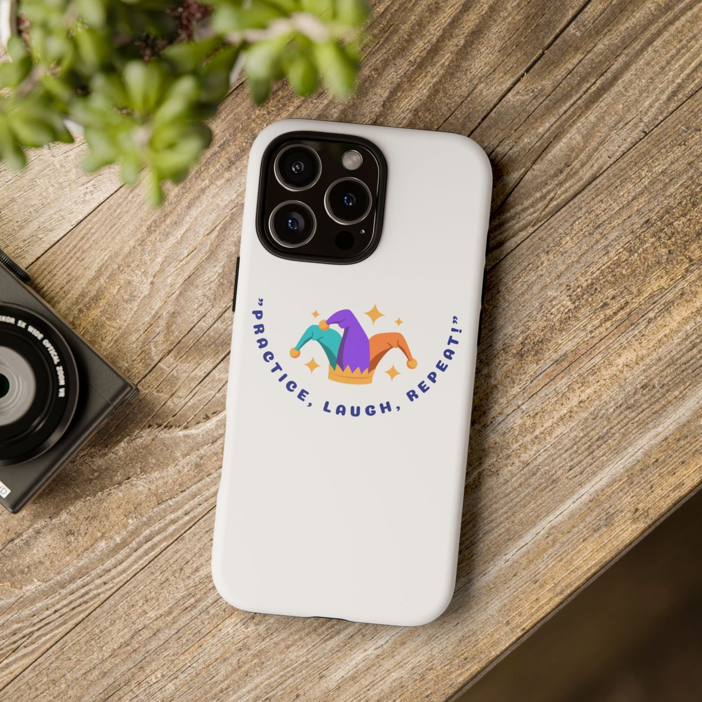 Colorful Joker Phone Case - 'Practice, Laugh, Repeat!'