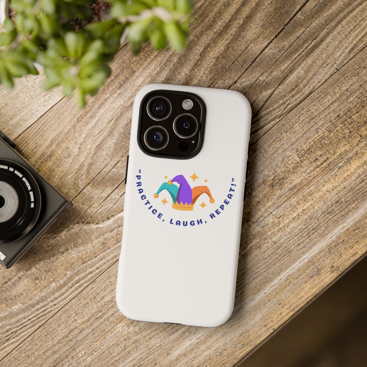 Colorful Joker Phone Case - 'Practice, Laugh, Repeat!'