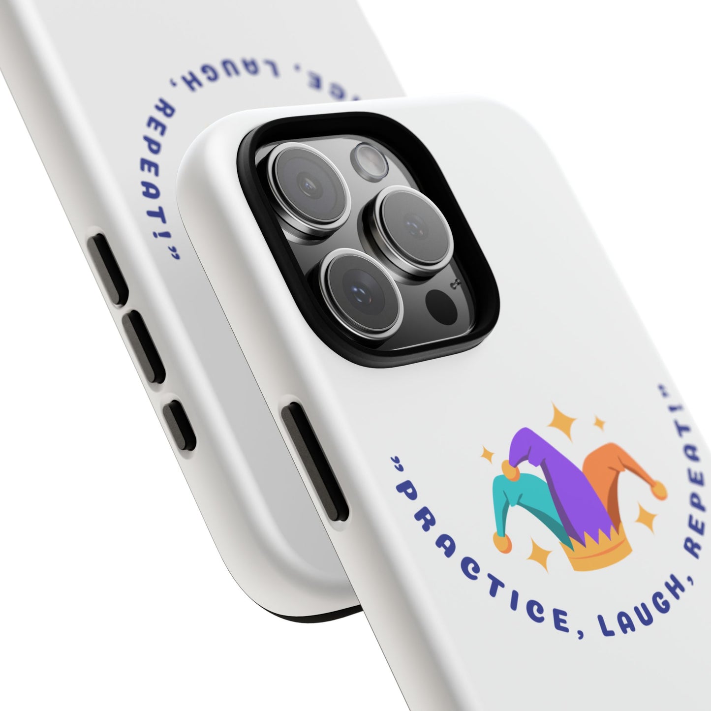 Colorful Joker Phone Case - 'Practice, Laugh, Repeat!'