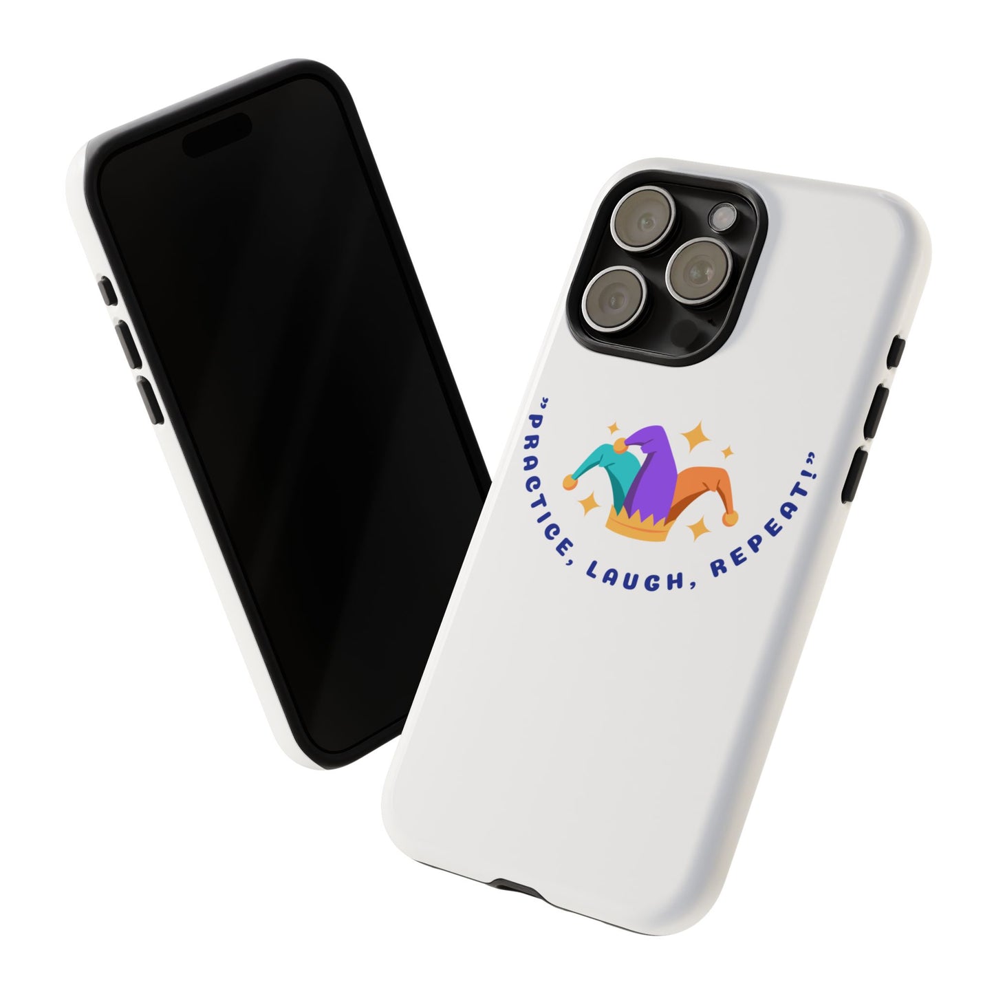 Colorful Joker Phone Case - 'Practice, Laugh, Repeat!'