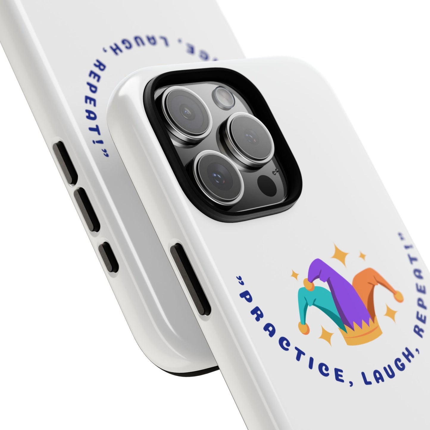 Colorful Joker Phone Case - 'Practice, Laugh, Repeat!'