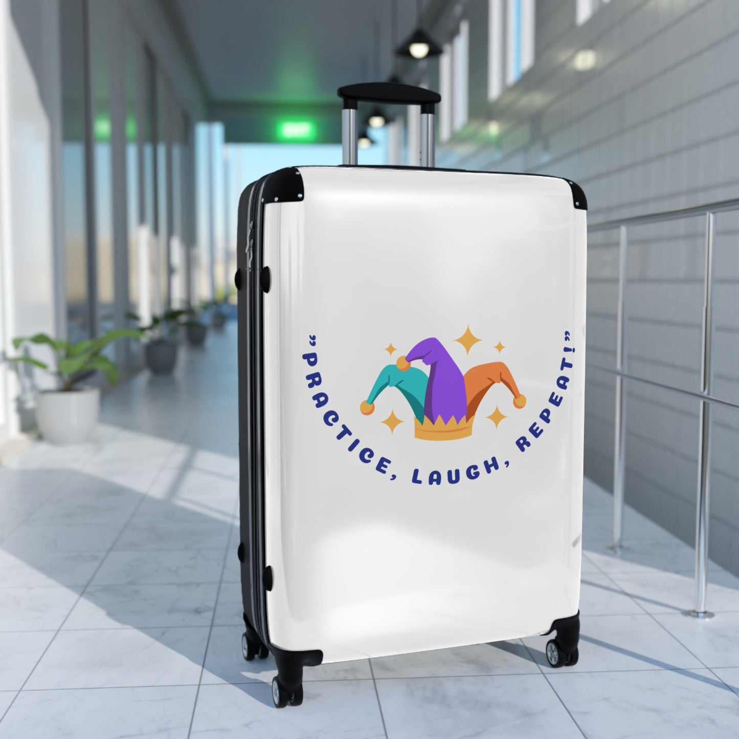 Playful Travel Suitcase - "Practice, Laugh, Repeat!" Design
