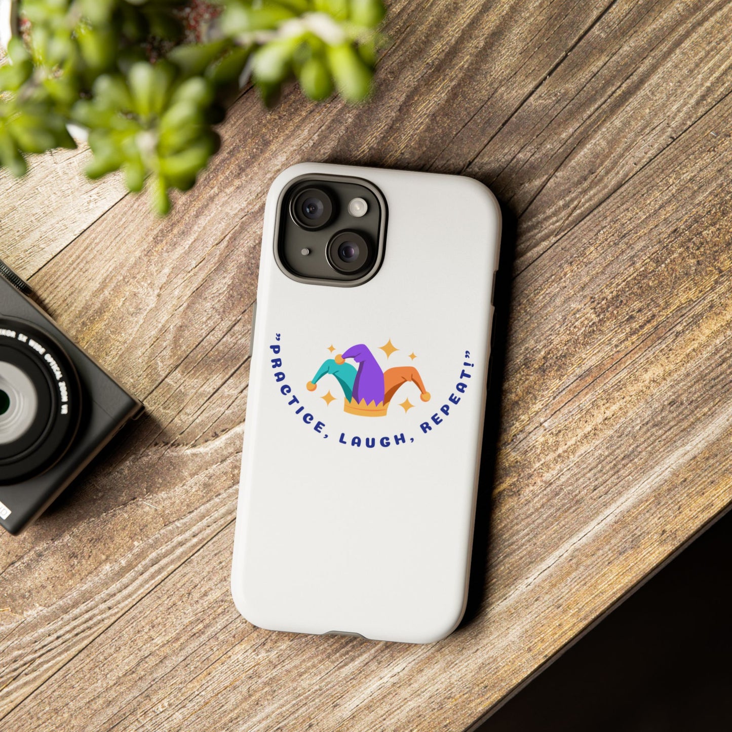 Colorful Joker Phone Case - 'Practice, Laugh, Repeat!'