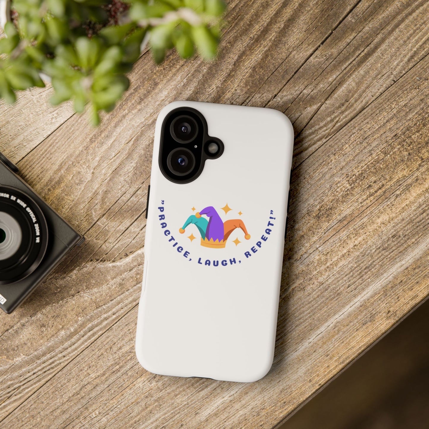 Colorful Joker Phone Case - 'Practice, Laugh, Repeat!'