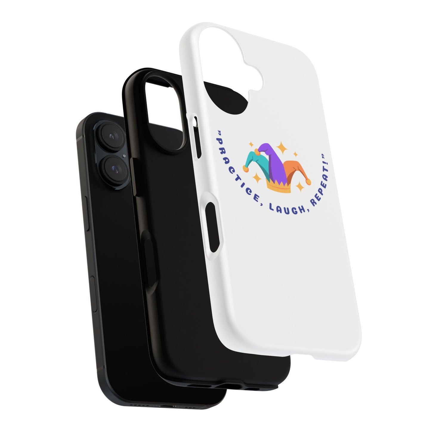 Colorful Joker Phone Case - 'Practice, Laugh, Repeat!'