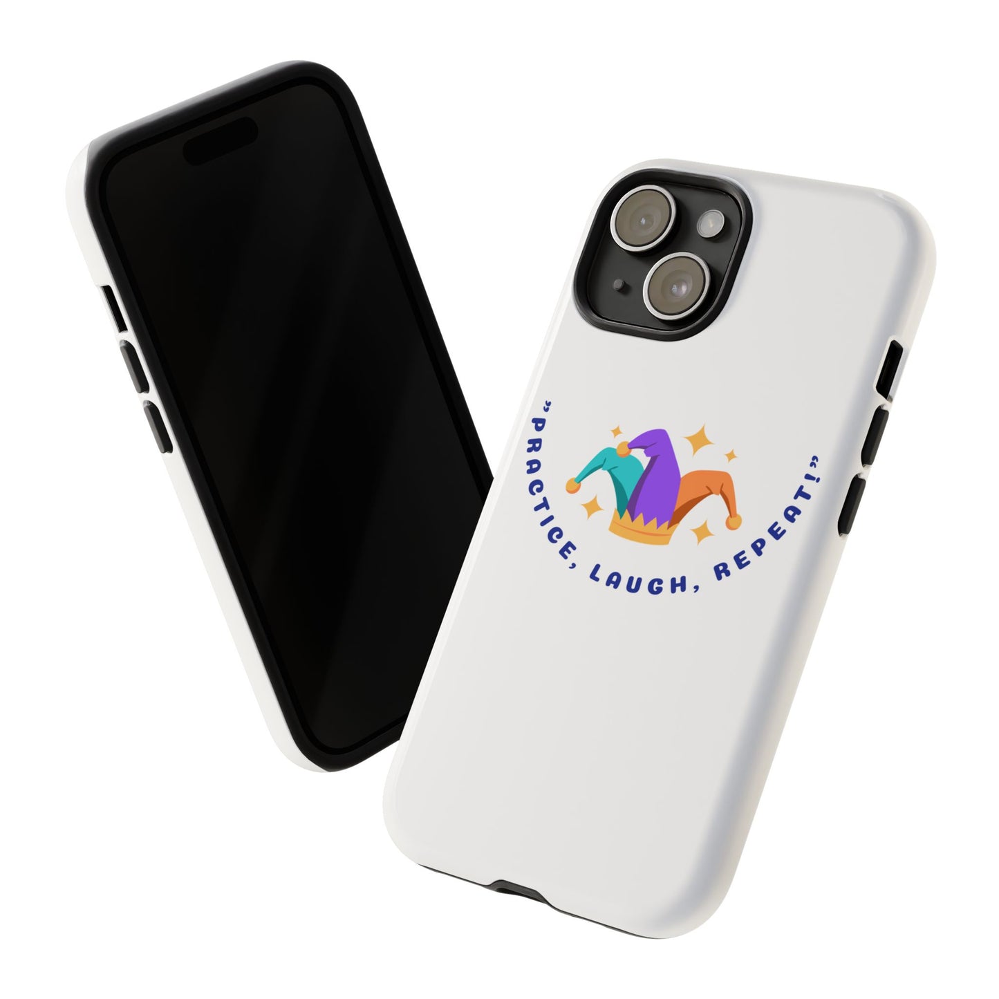 Colorful Joker Phone Case - 'Practice, Laugh, Repeat!'