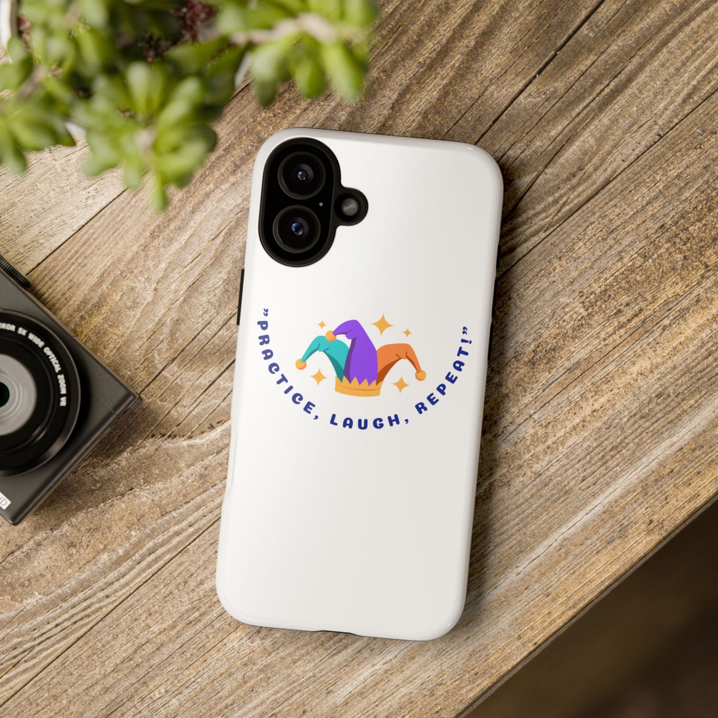 Colorful Joker Phone Case - 'Practice, Laugh, Repeat!'