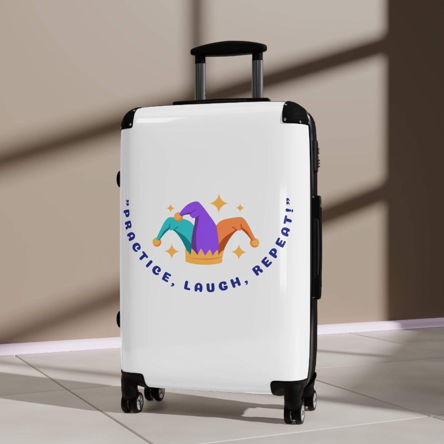 Playful Travel Suitcase - "Practice, Laugh, Repeat!" Design